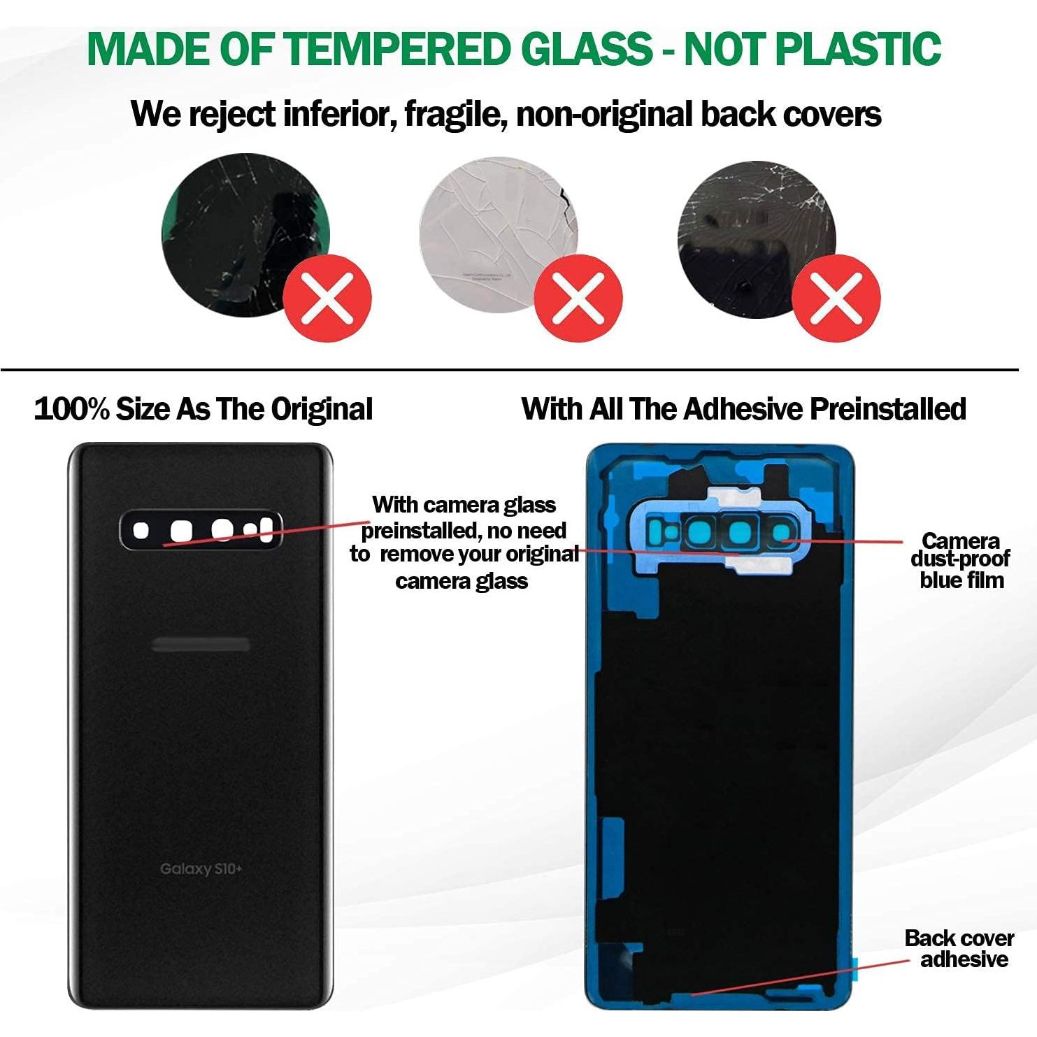 Reemplazo Cristal Cubierta Trasera Samsung Galaxy S10+ Negro