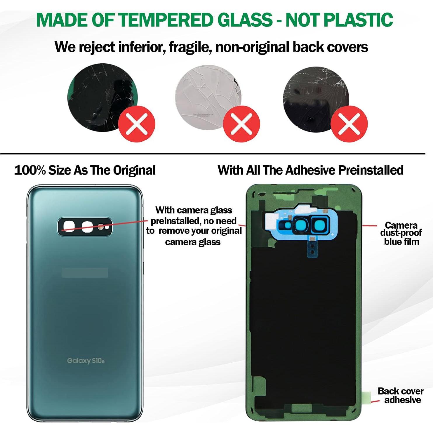 Cubierta Trasera de Vidrio Verde Prisma para Galaxy S10e ASDAWN