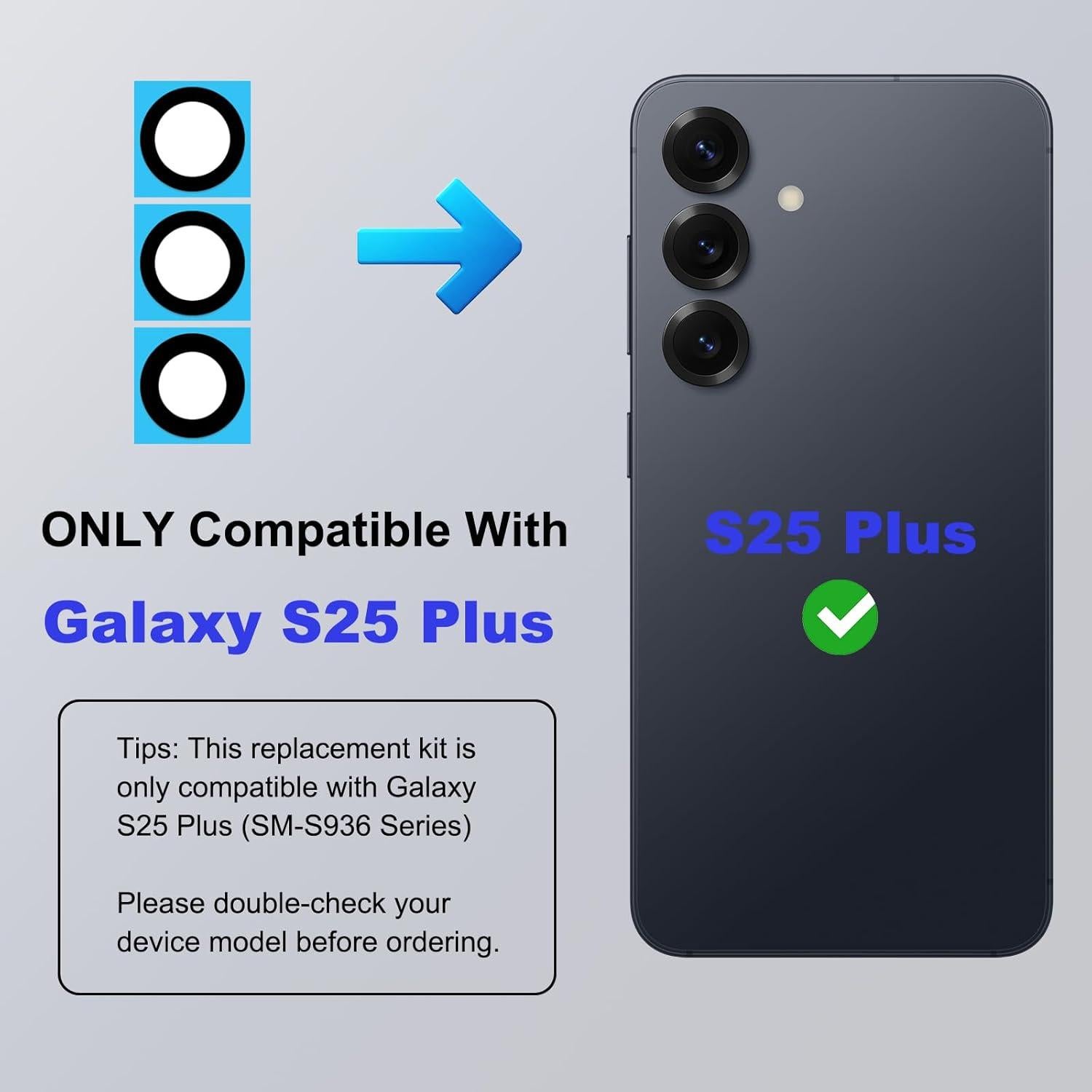 Reemplazo Cristal Lente Cámara Samsung Galaxy S25 Plus - 3 Piezas