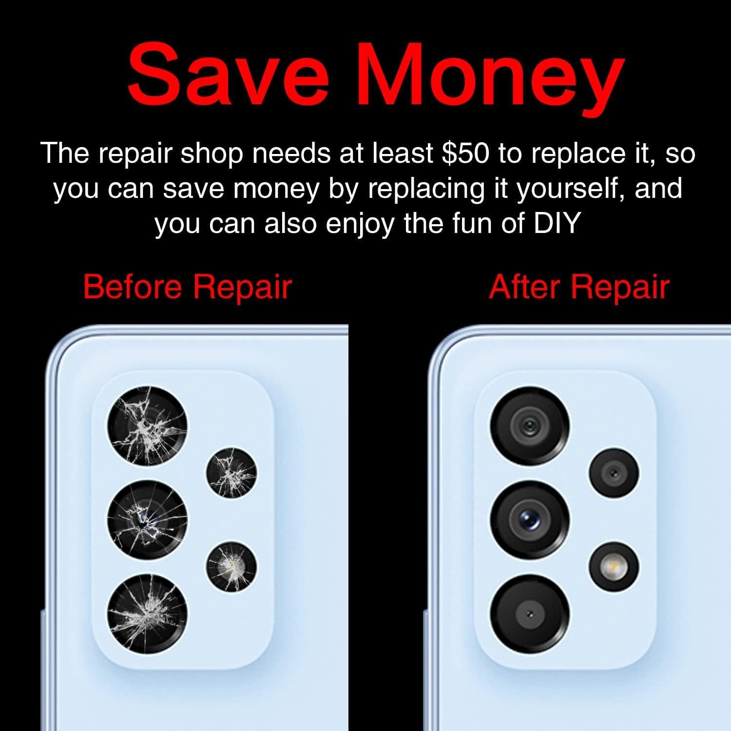 Reemplazo Cristal Lente Cámara Samsung Galaxy A53 2PCS