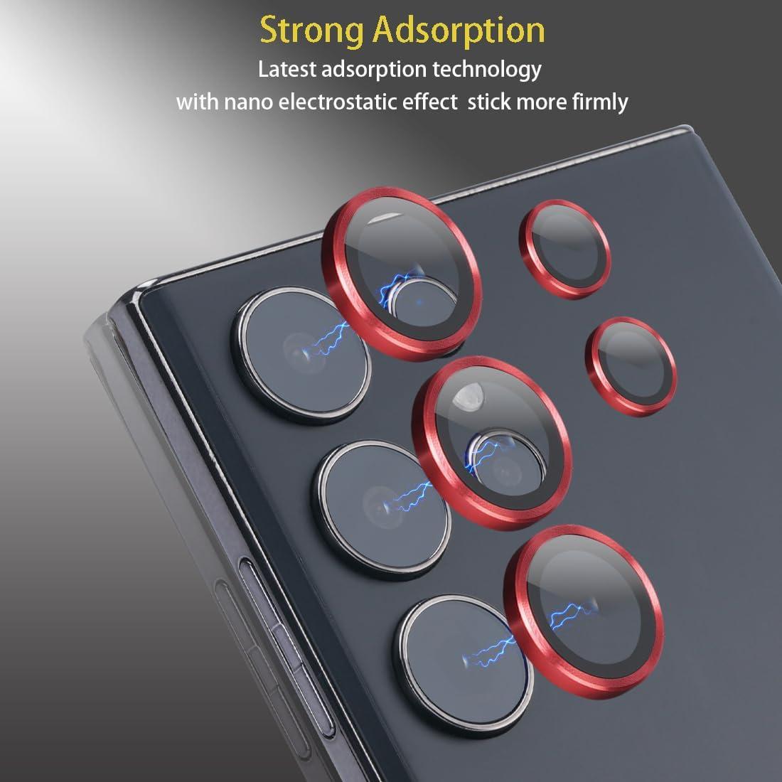 Protector de Lente de Cámara Rayorcon para Samsung Galaxy S24 Ultra Rojo
