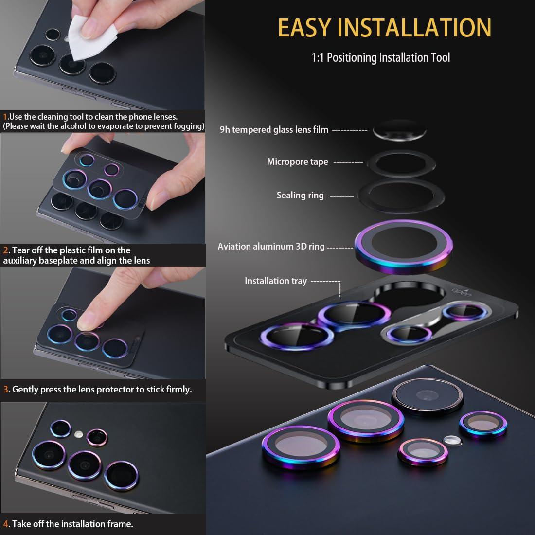 Protector de Lente de Cámara Rayorcon para Samsung Galaxy S24 Ultra Rojo