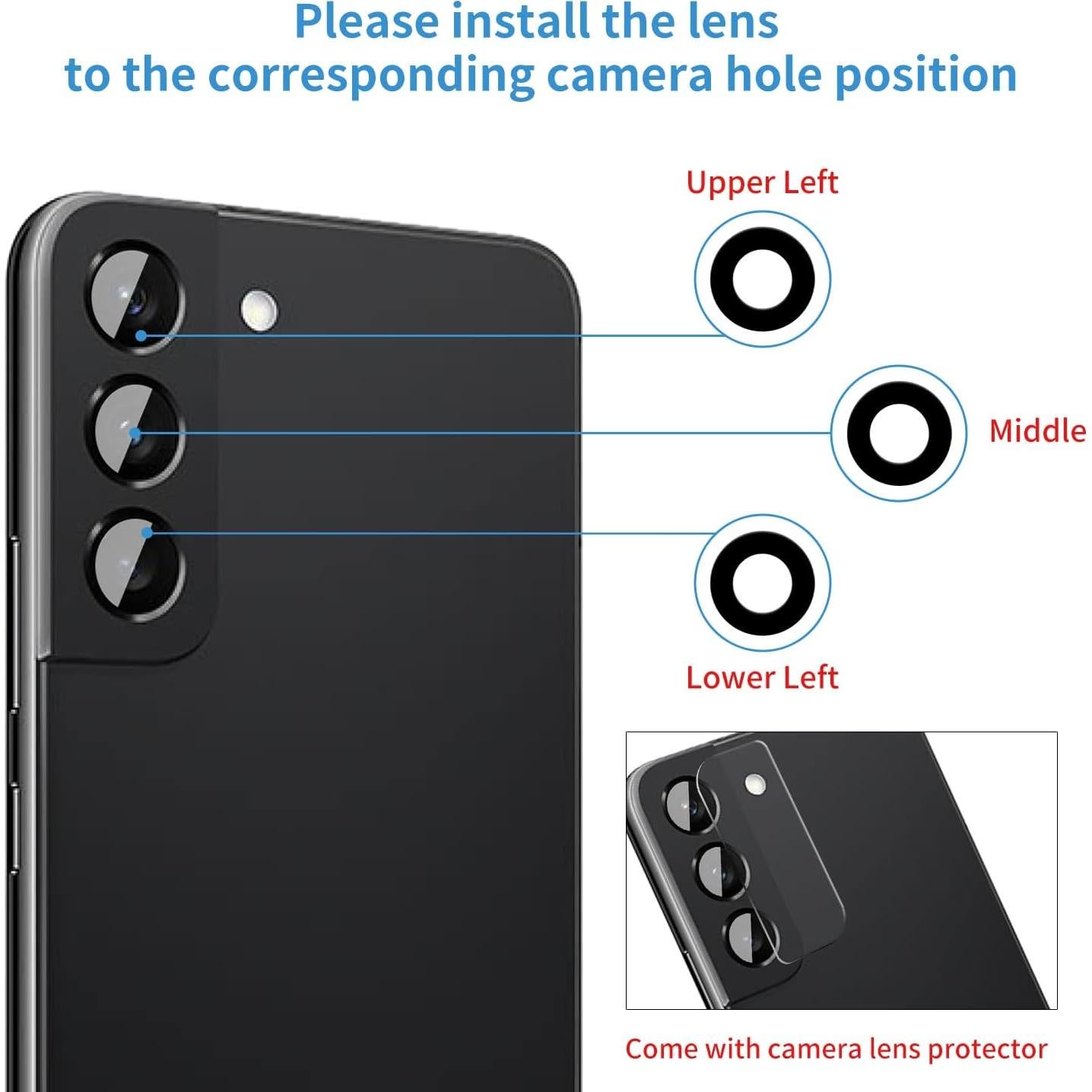 Kit de Reemplazo de Lentes de Cámara Samsung Galaxy S22/S22 Plus