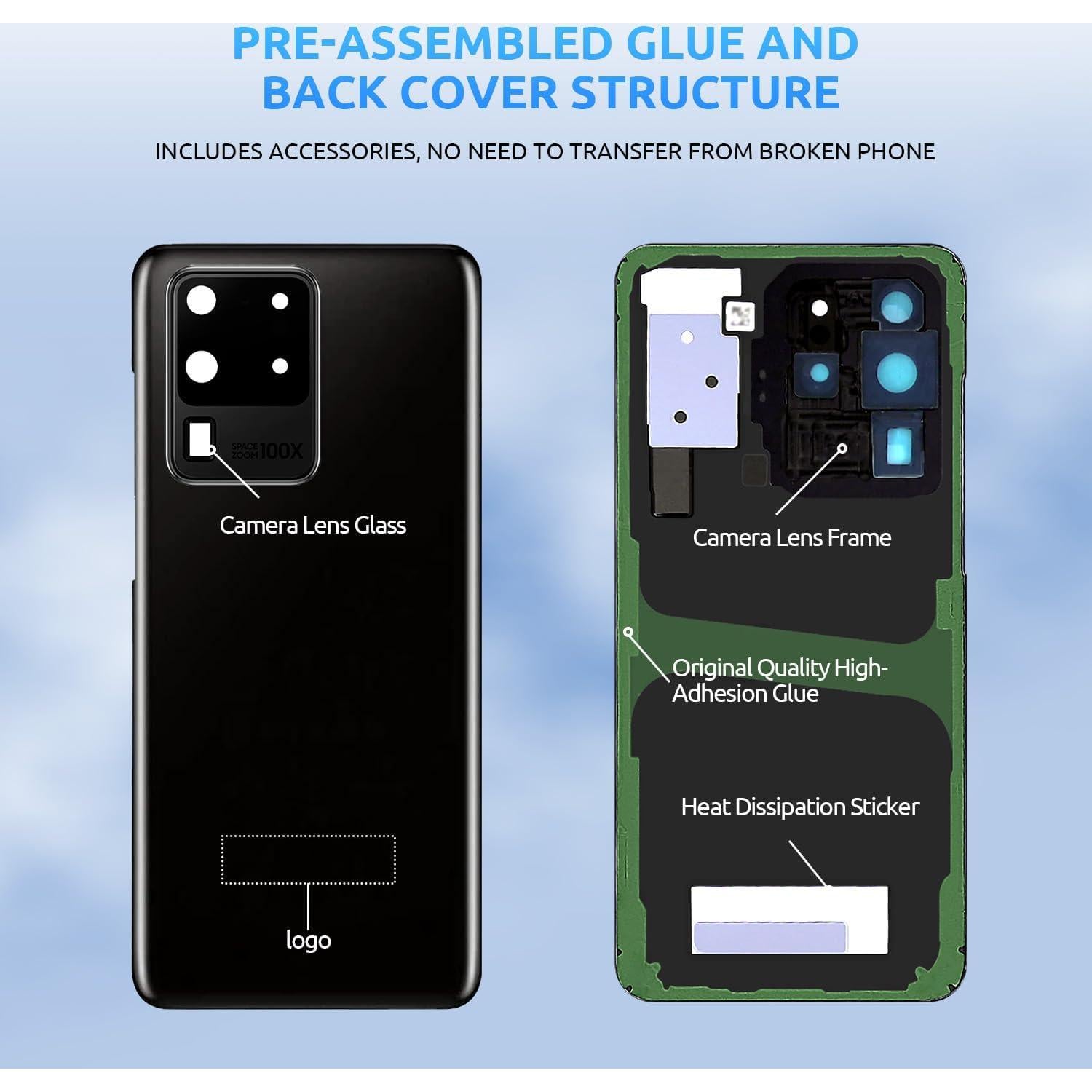Cristal Trasero para Samsung Galaxy S20 Ultra Eonpam Gris