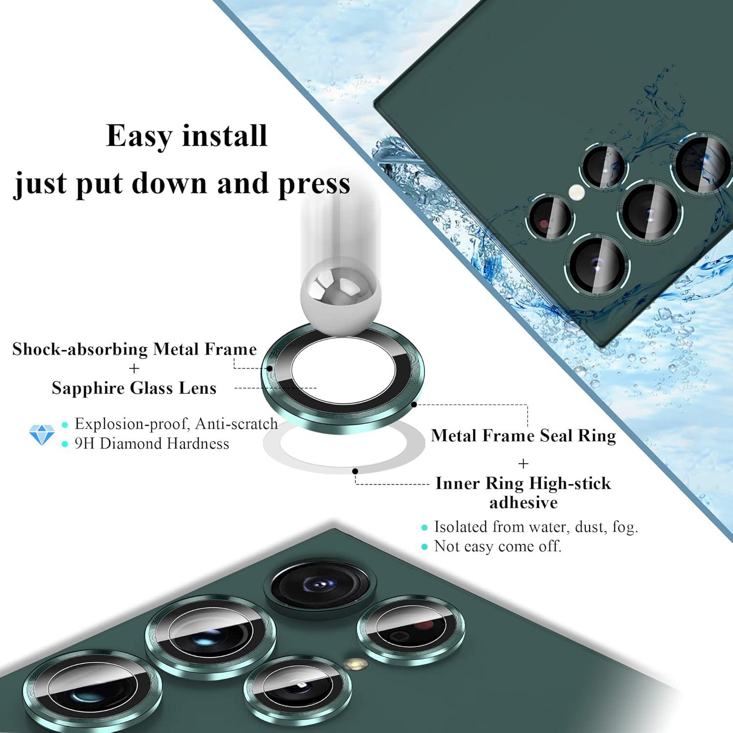 Protector de Lente de Cámara JOLOJO para Galaxy S22 Ultra - Verde Pino