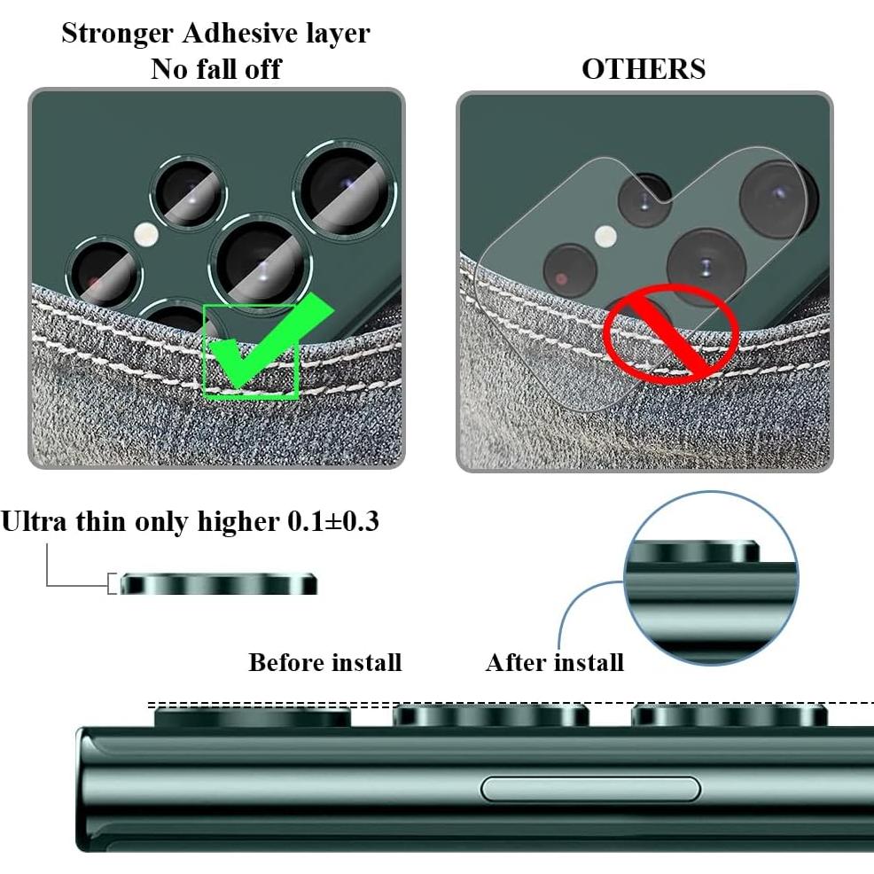 Protector de Lente de Cámara JOLOJO para Galaxy S22 Ultra - Verde Pino