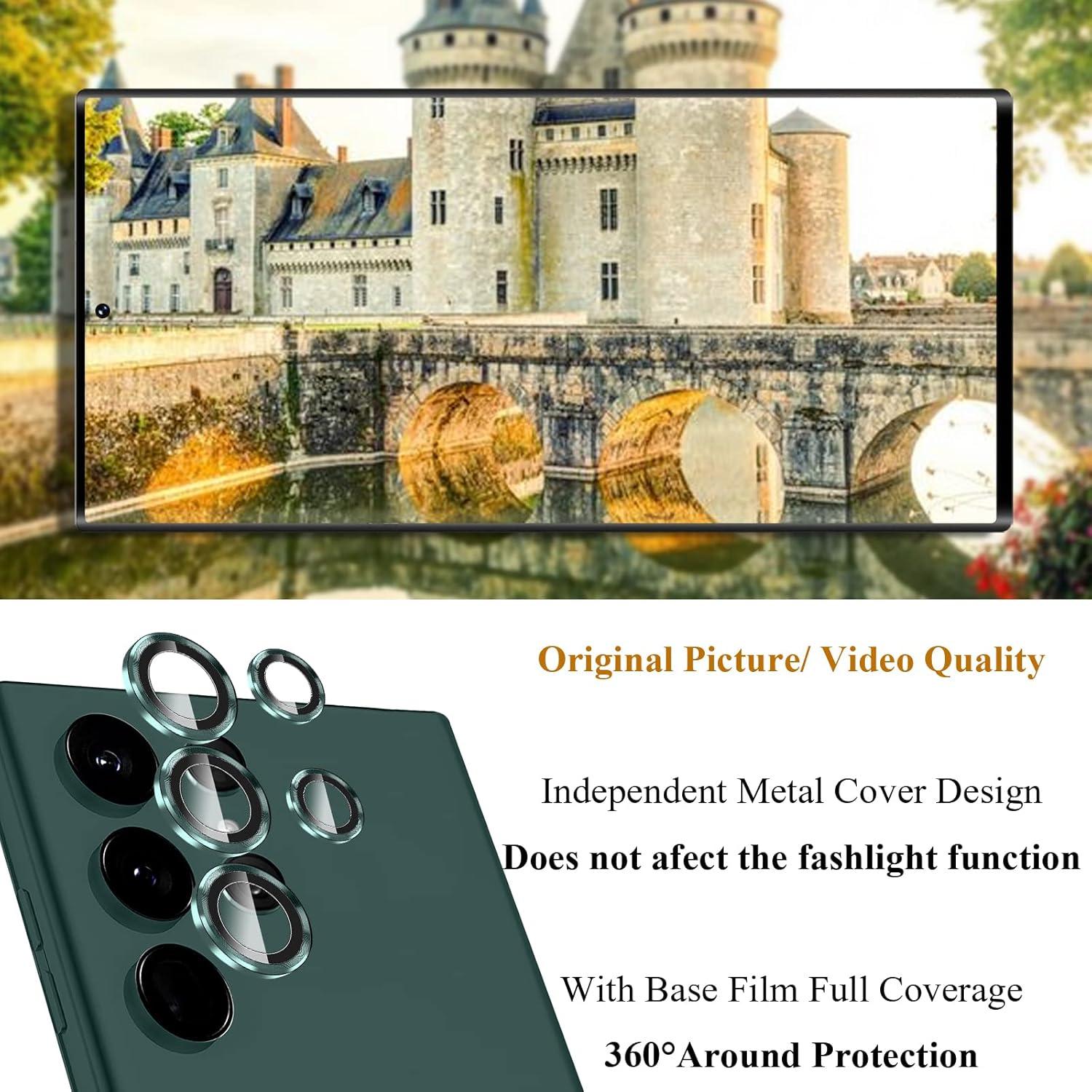 Protector de Lente de Cámara JOLOJO para Galaxy S22 Ultra - Verde Pino