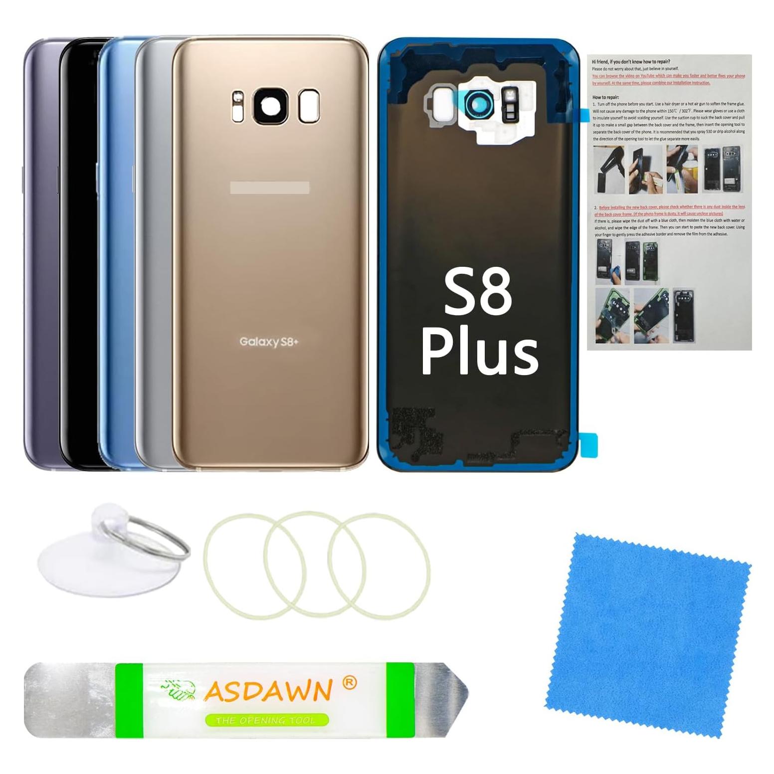 Cristal Trasero para Samsung Galaxy S8+ Oro con Lente y Kit