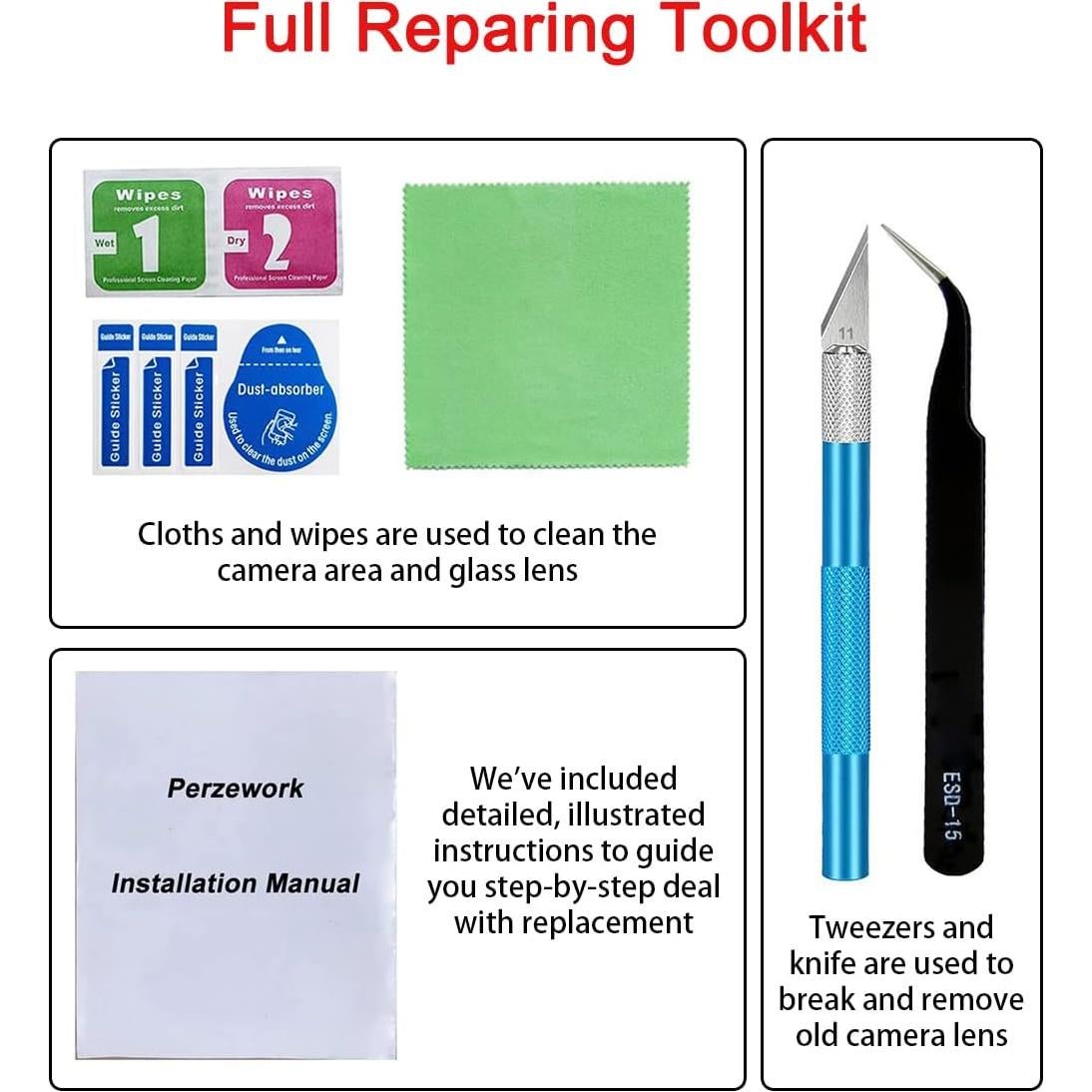 2 Juegos de Lentes de Reemplazo para Cámara Samsung Galaxy S25