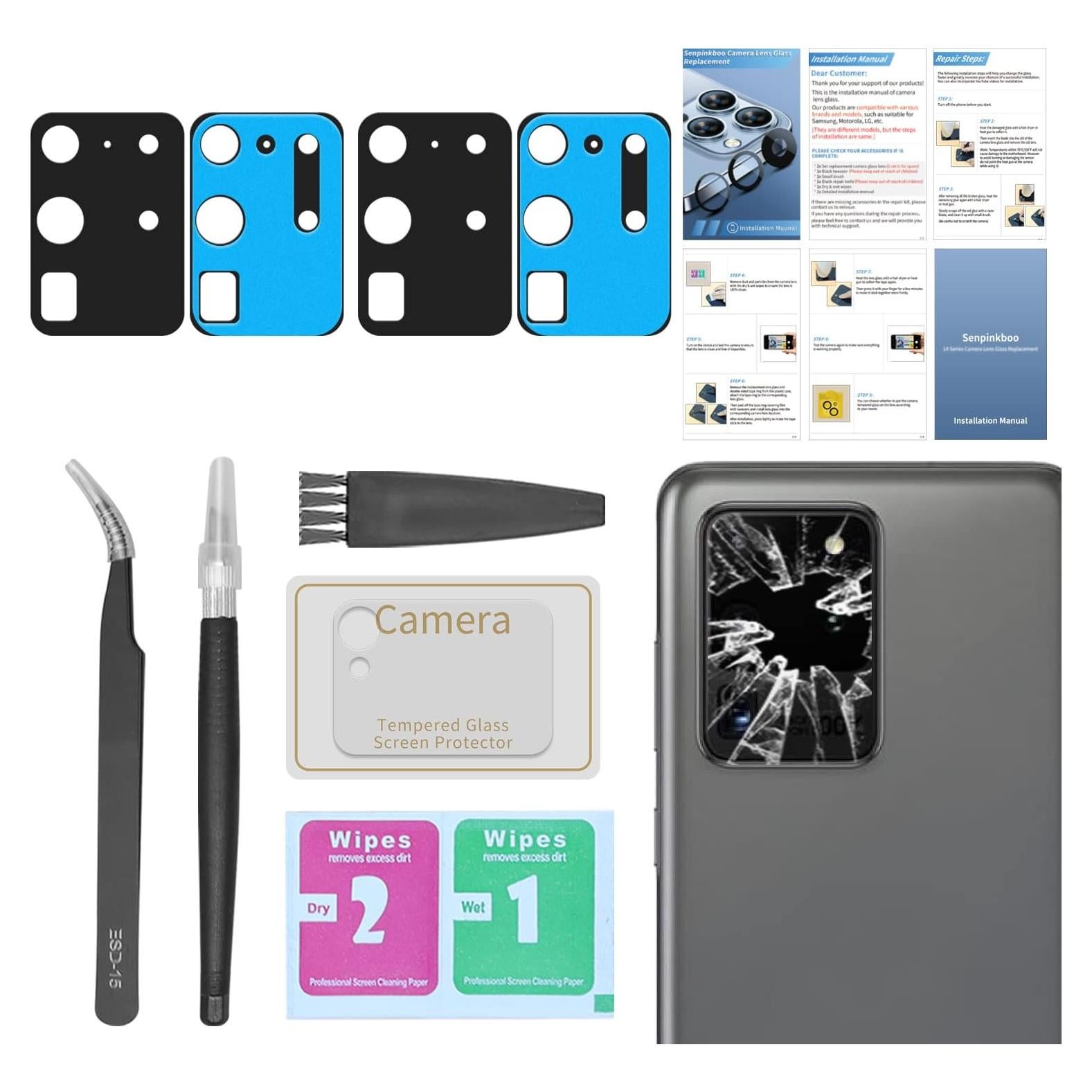 Reemplazo Cristal Lente Cámara Samsung Galaxy S20 Ultra 2 Pzas