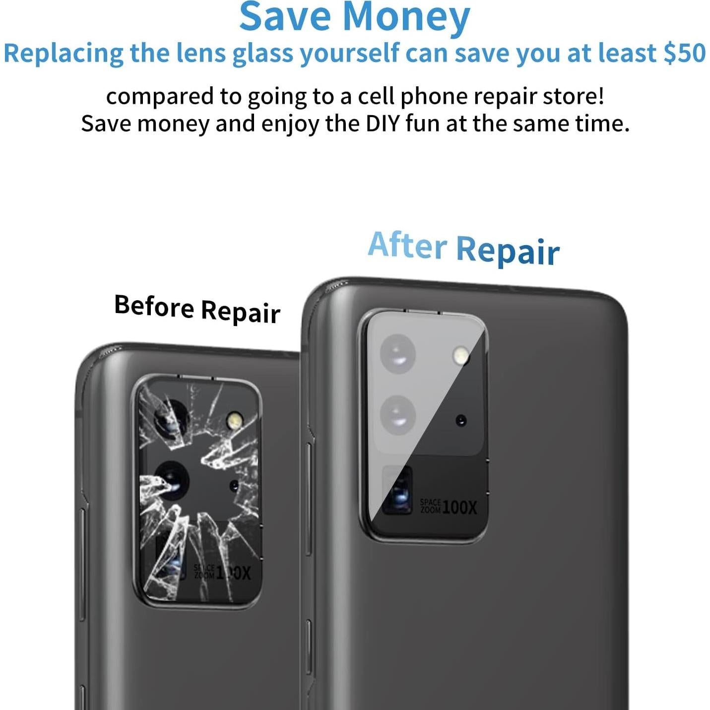 Reemplazo Cristal Lente Cámara Samsung Galaxy S20 Ultra 2 Pzas