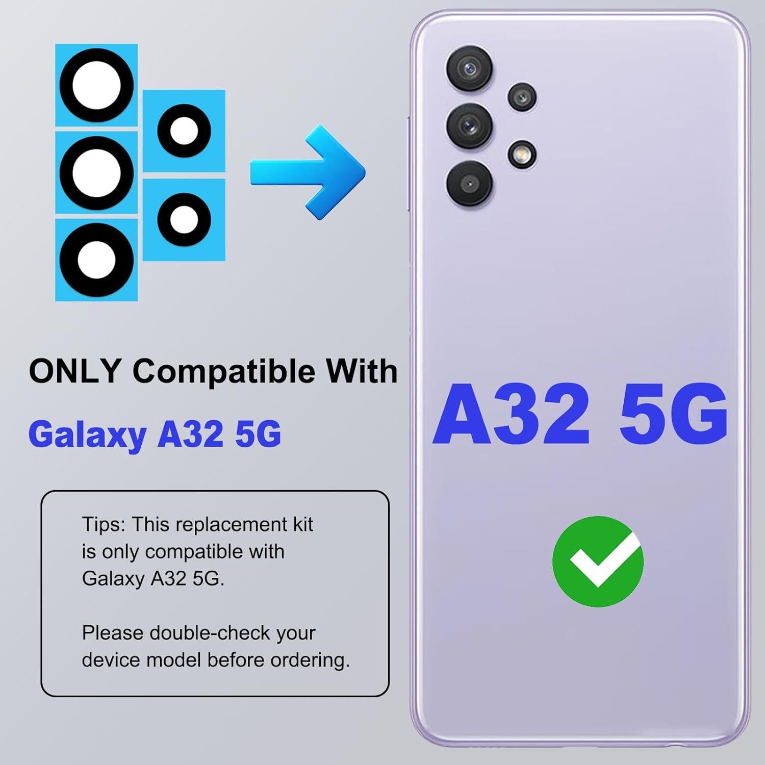 Paquete de 3 Lentes de Cámara Trasera para Samsung A32 5G