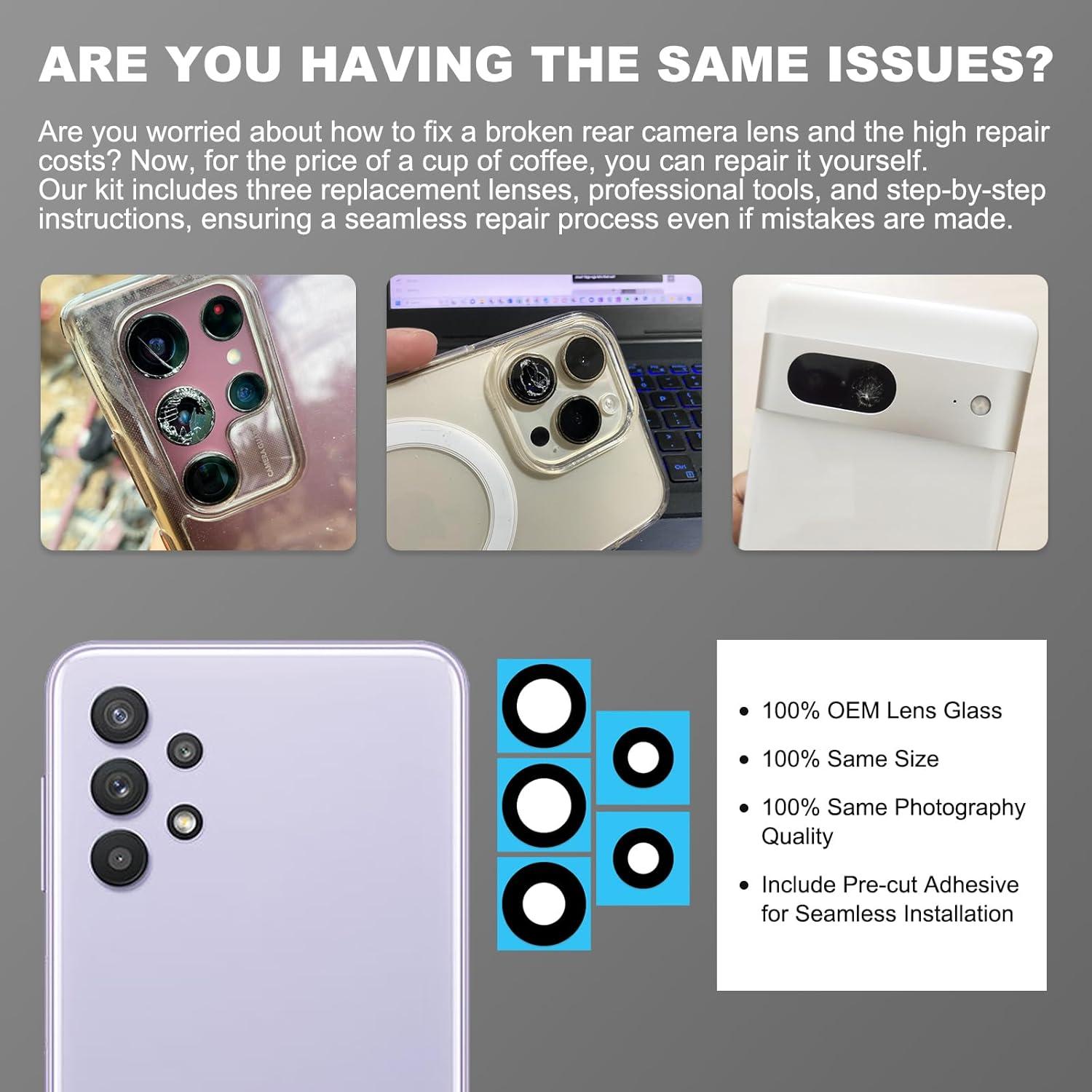 Paquete de 3 Lentes de Cámara Trasera para Samsung A32 5G