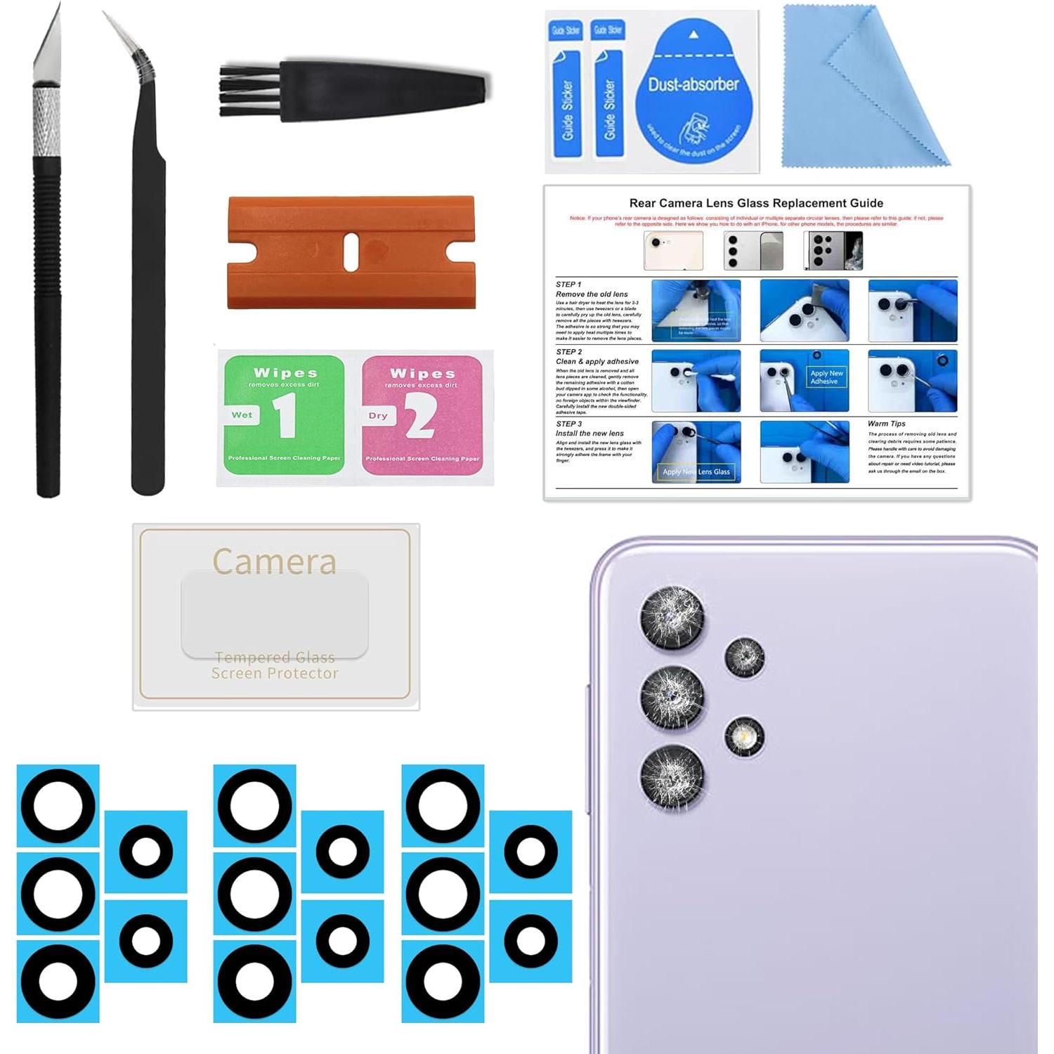 Paquete de 3 Lentes de Cámara Trasera para Samsung A32 5G