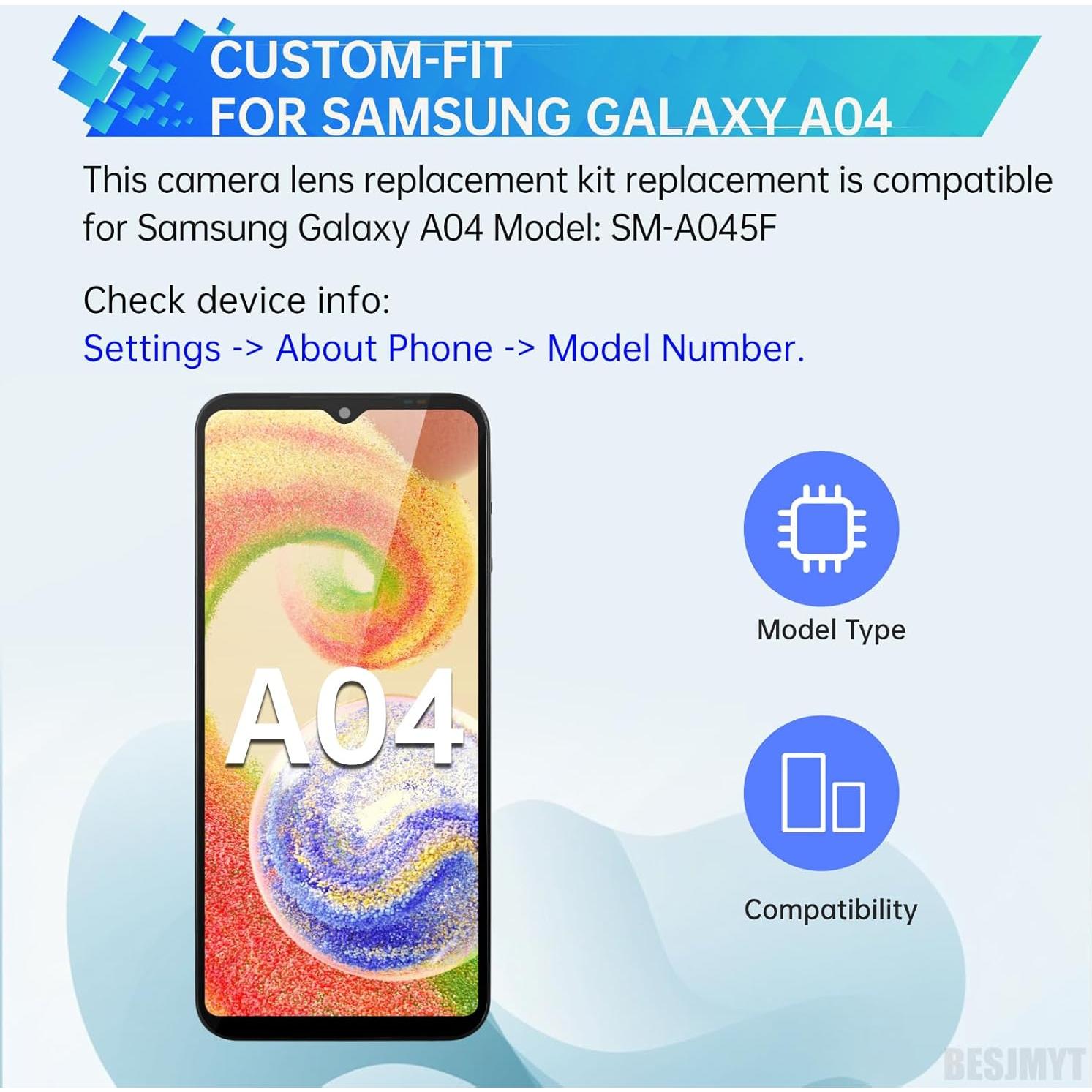 Reemplazo Lente de Cámara Samsung Galaxy A04 + Kit Herramientas