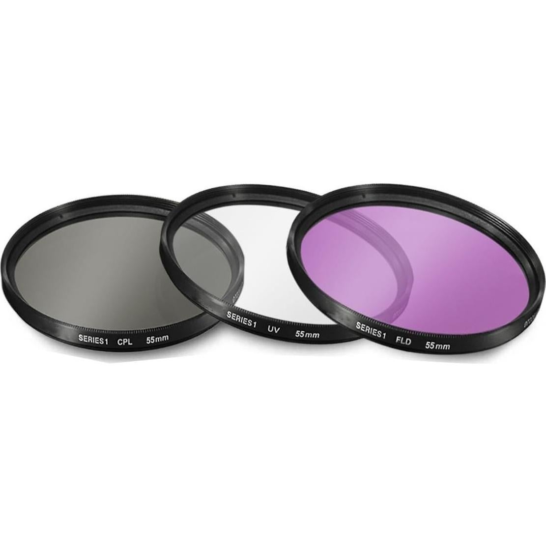 Kit de Filtros 3 Piezas 55mm y 58mm UV-CPL-FLD para Nikon DSLR