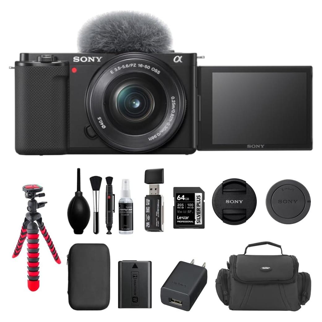 Cámara Sin Espejo Sony ZV-E10 Kit 64GB Lente 16-50mm Negro