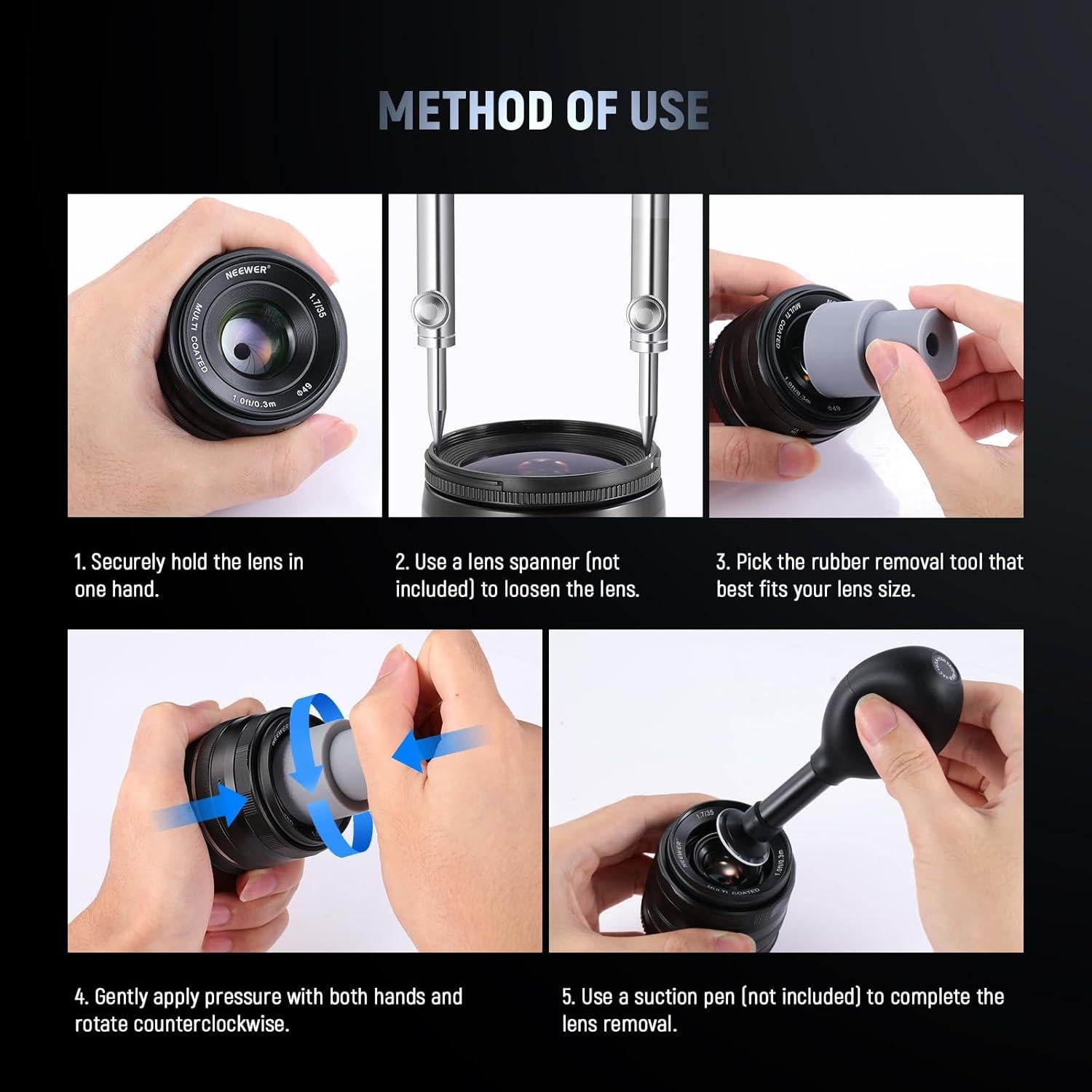 Kit de Reparación de Lentes NEEWER HW-37, 9 Piezas Silicona