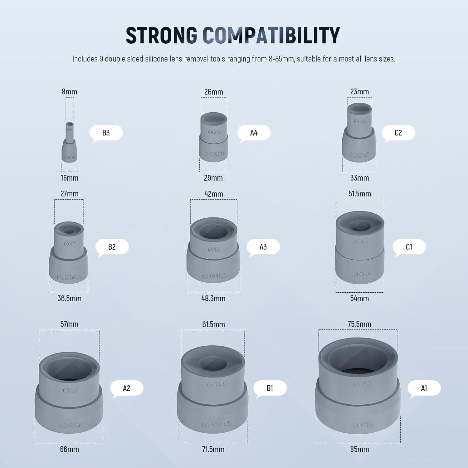 Kit de Reparación de Lentes NEEWER HW-37, 9 Piezas Silicona