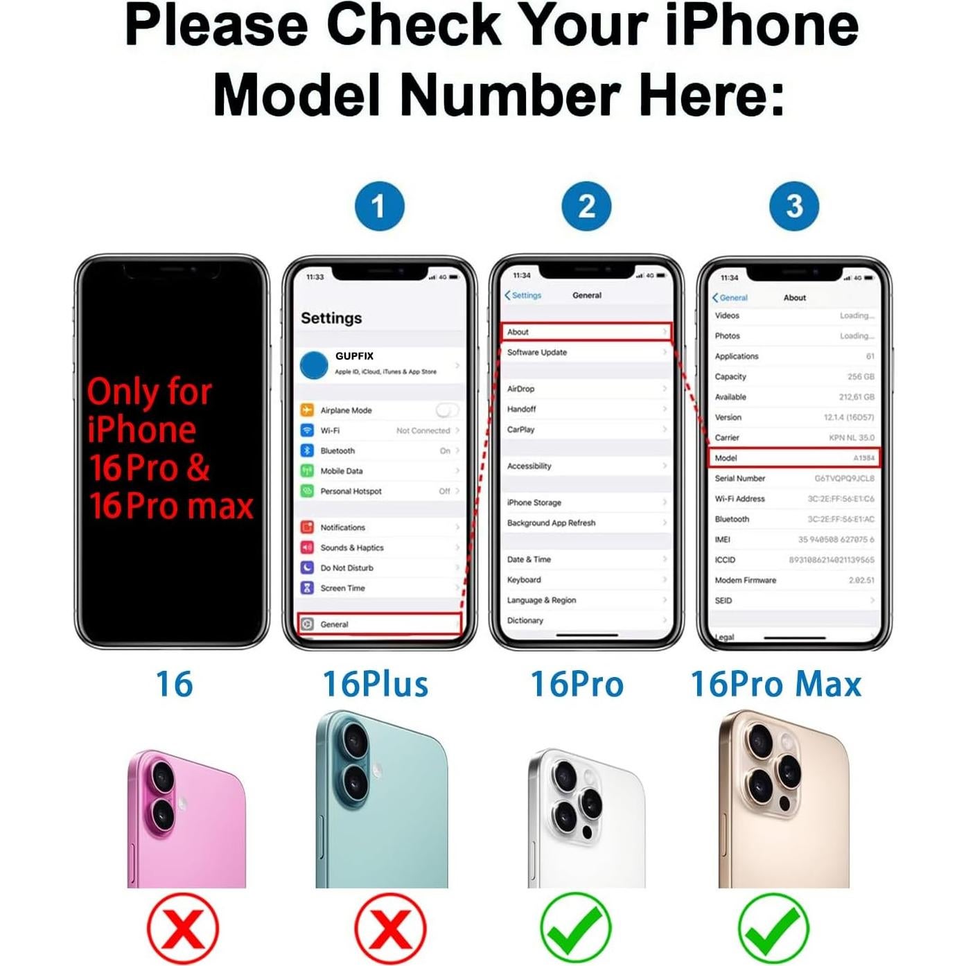 Reemplazo Lente de Cámara Trasera iPhone 16 Pro/Max GVKVGIH