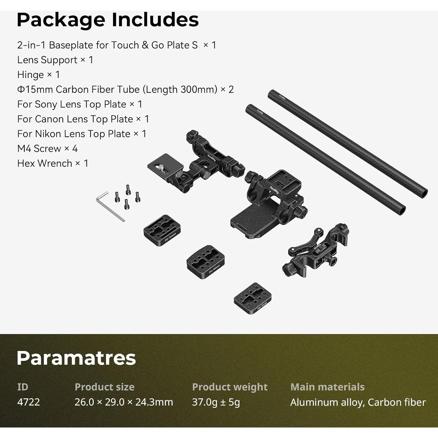 Soporte para Lentes de Cámara SmallRig Touch & Go Plate S