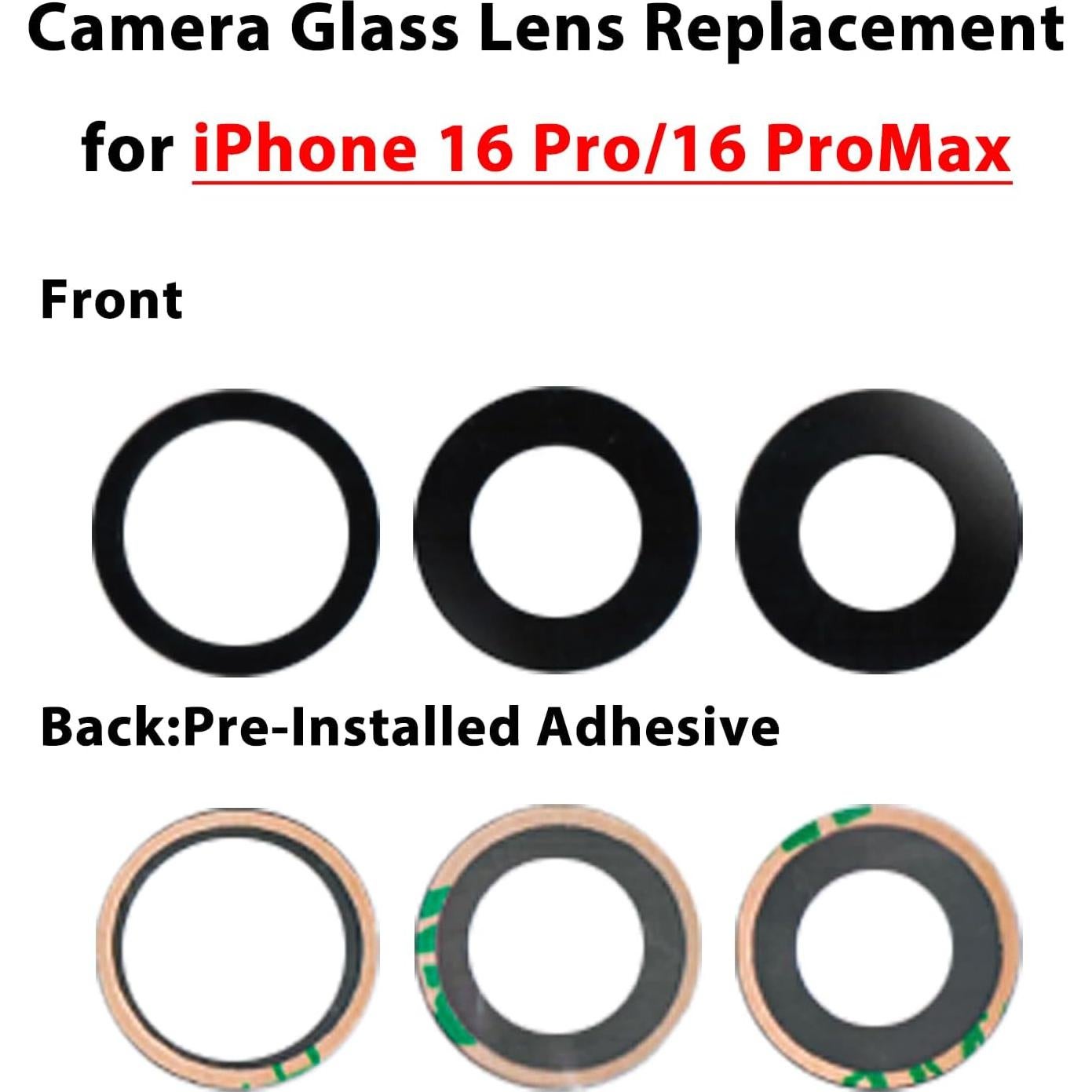 Reemplazo Cristal Lente Cámara iPhone 16 Pro/Pro Max - LiXiongBao