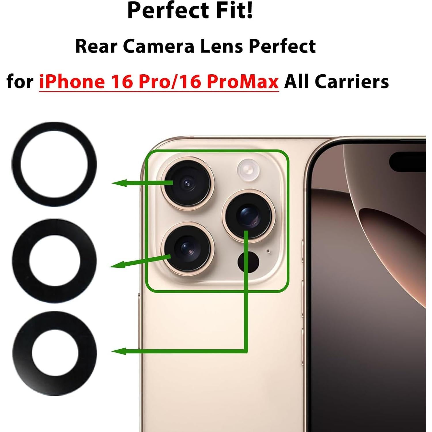 Reemplazo Cristal Lente Cámara iPhone 16 Pro/Pro Max - LiXiongBao