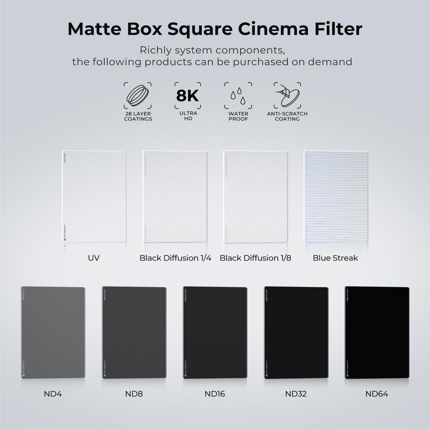 Kit de Filtros ND K&F Concept 10.16x14.35 cm para Matte Box