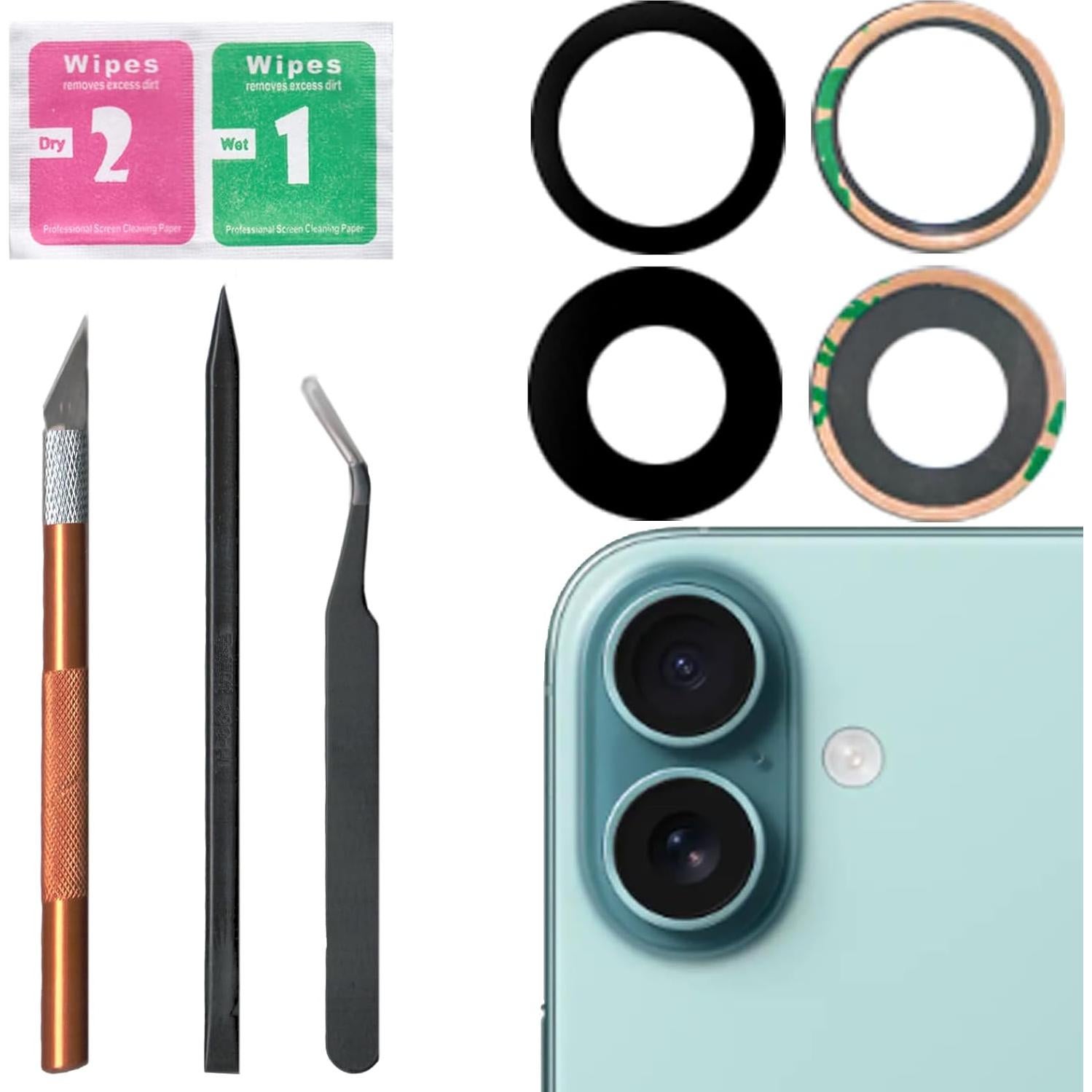 Reemplazo Lente Cámara Trasera iPhone 16 Plus con Adhesivo