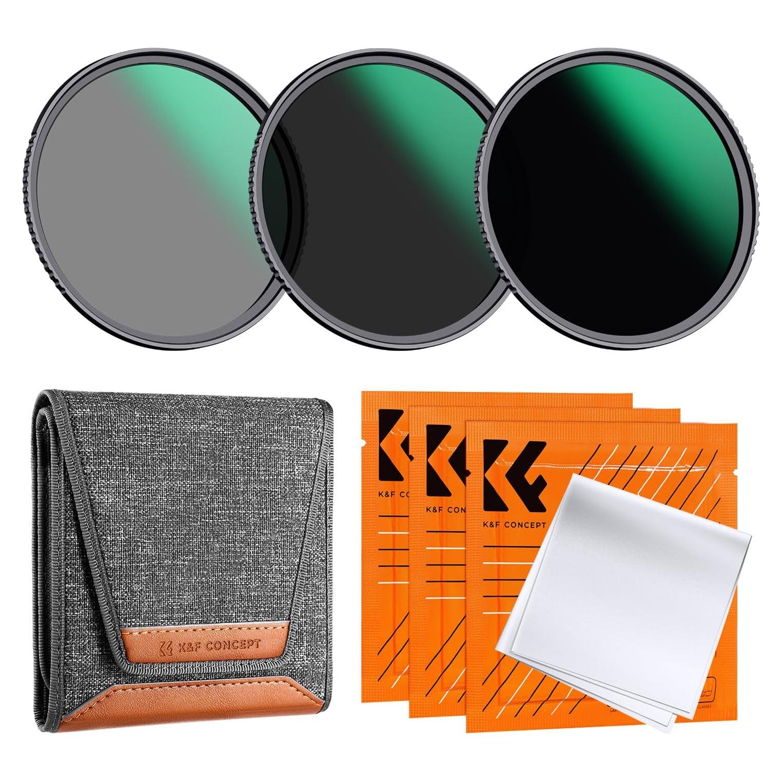 Kit de Filtros ND 77mm K&F Concept Vidrio Óptico Multicapa