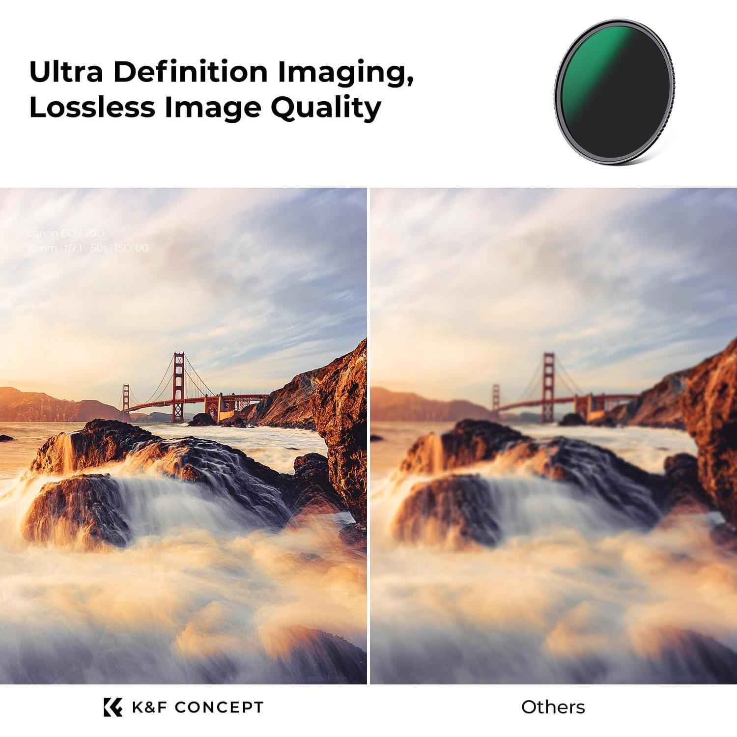 Kit de Filtros ND 77mm K&F Concept Vidrio Óptico Multicapa