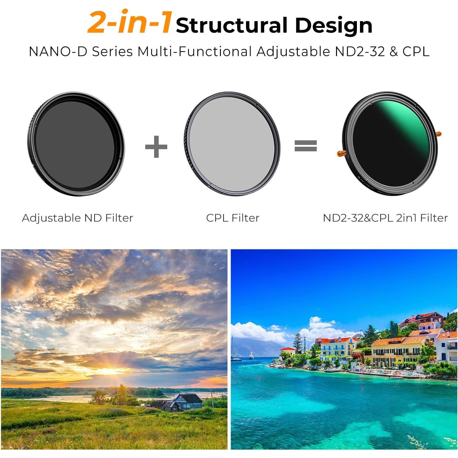 Filtro ND Variable y CPL K&F Concept 67mm Nano-D