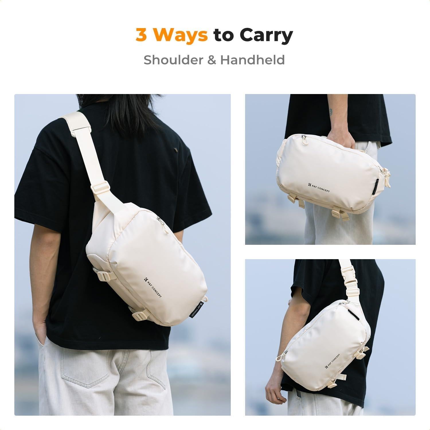 Bolsa Bandolera K&F Concept 2 en 1 para Cámara DSLR Beige