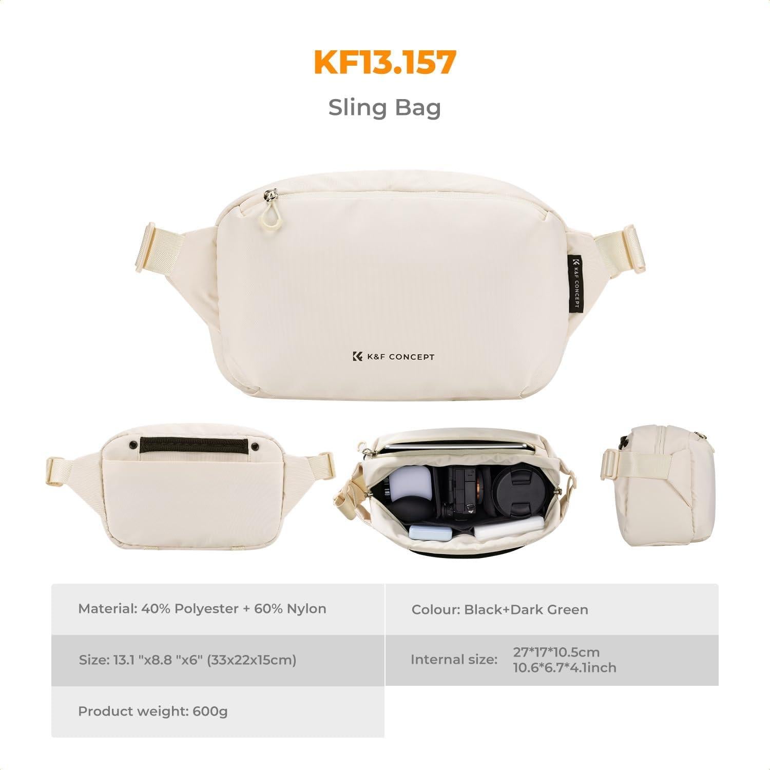 Bolsa Bandolera K&F Concept 2 en 1 para Cámara DSLR Beige