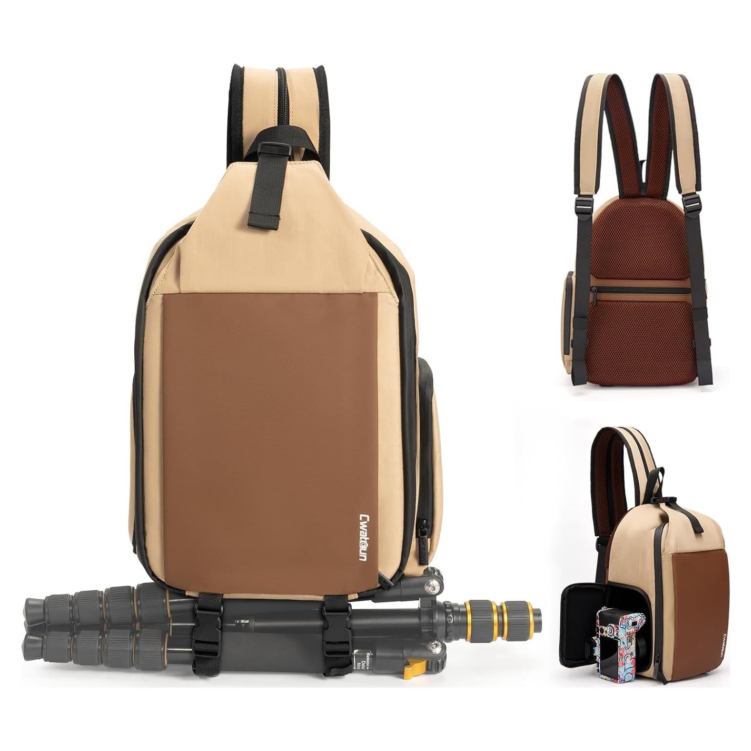 Bolsa de cámara Cwatcun 2 en 1 impermeable caqui DSLR