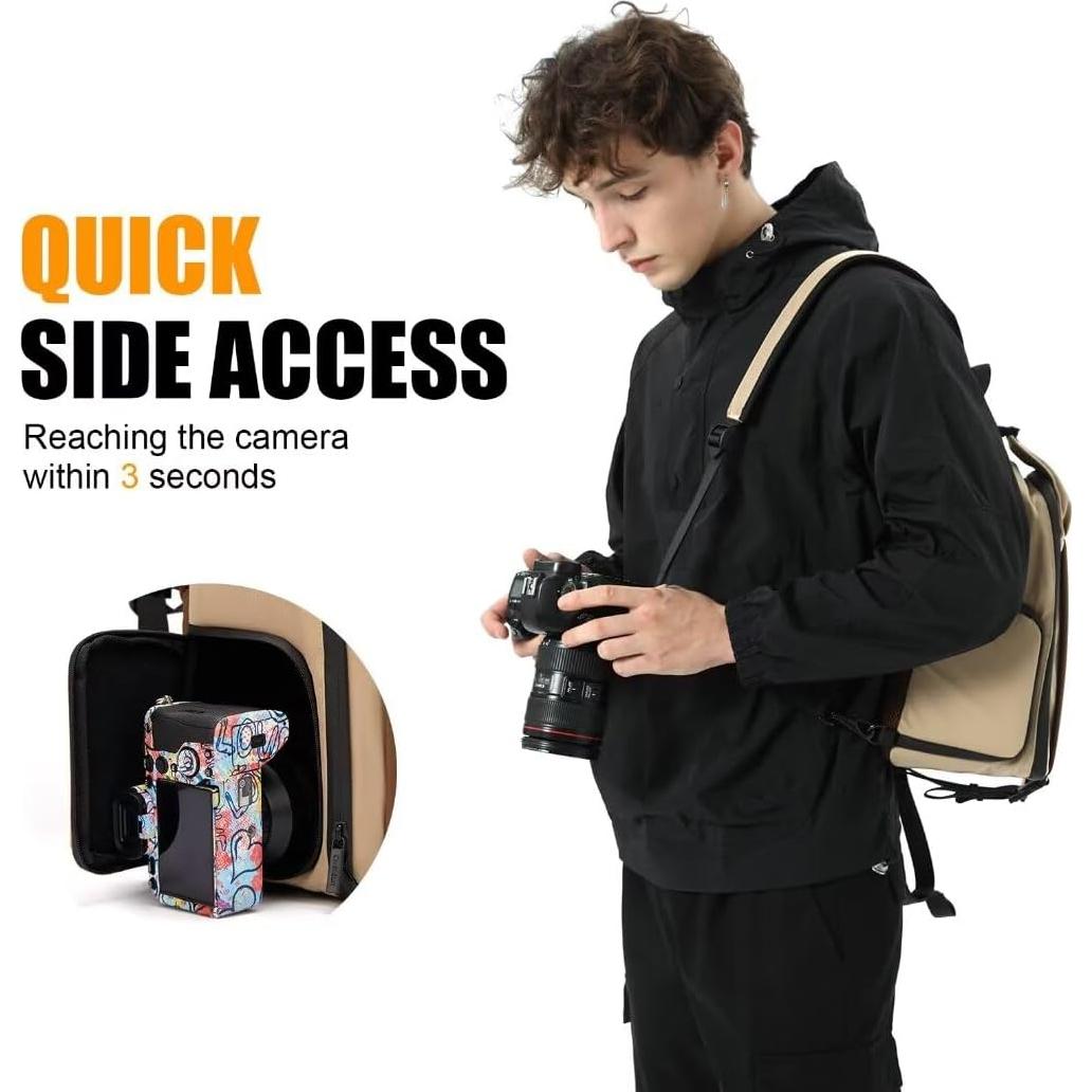 Bolsa de cámara Cwatcun 2 en 1 impermeable caqui DSLR