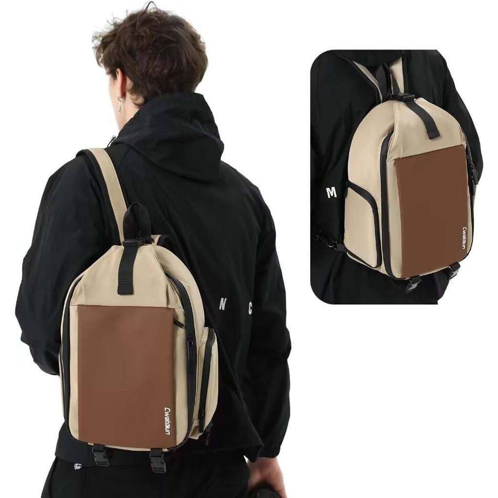 Bolsa de cámara Cwatcun 2 en 1 impermeable caqui DSLR