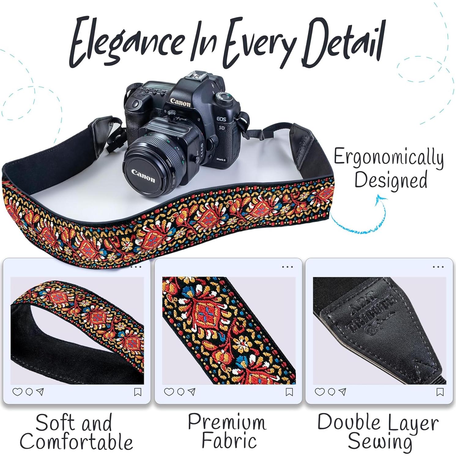 Correa de Cámara Art Tribute Roja Vintage Universal 83.82-154.94 cm