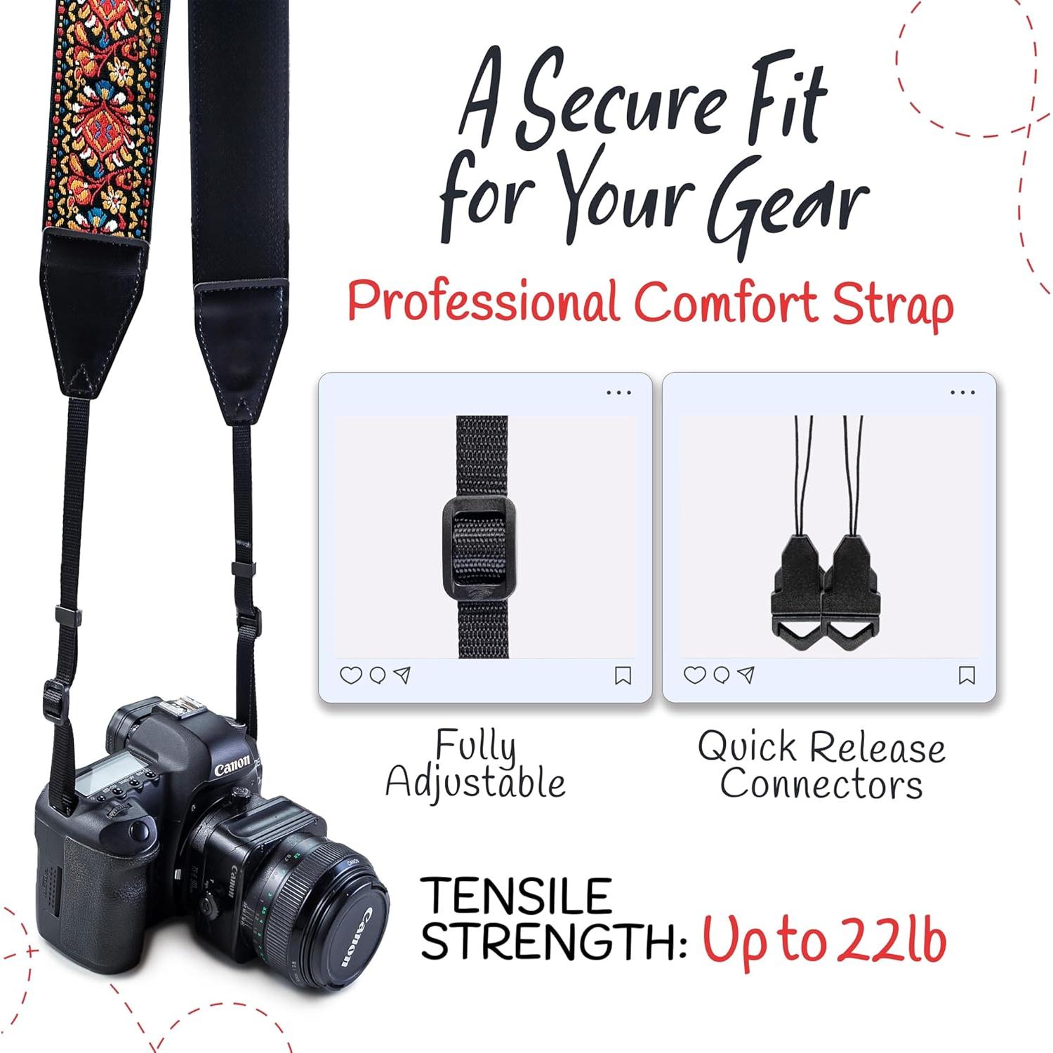 Correa de Cámara Art Tribute Roja Vintage Universal 83.82-154.94 cm