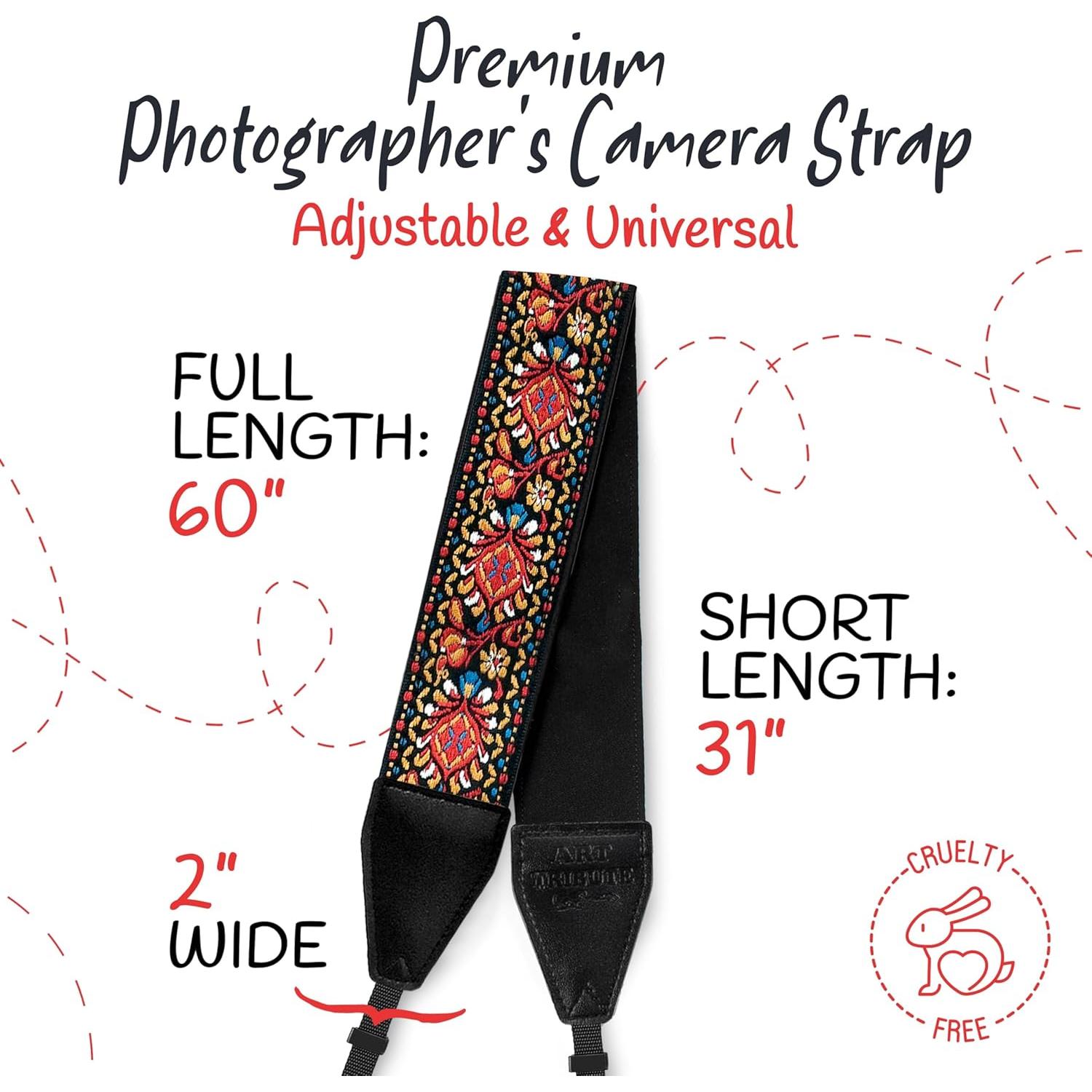 Correa de Cámara Art Tribute Roja Vintage Universal 83.82-154.94 cm