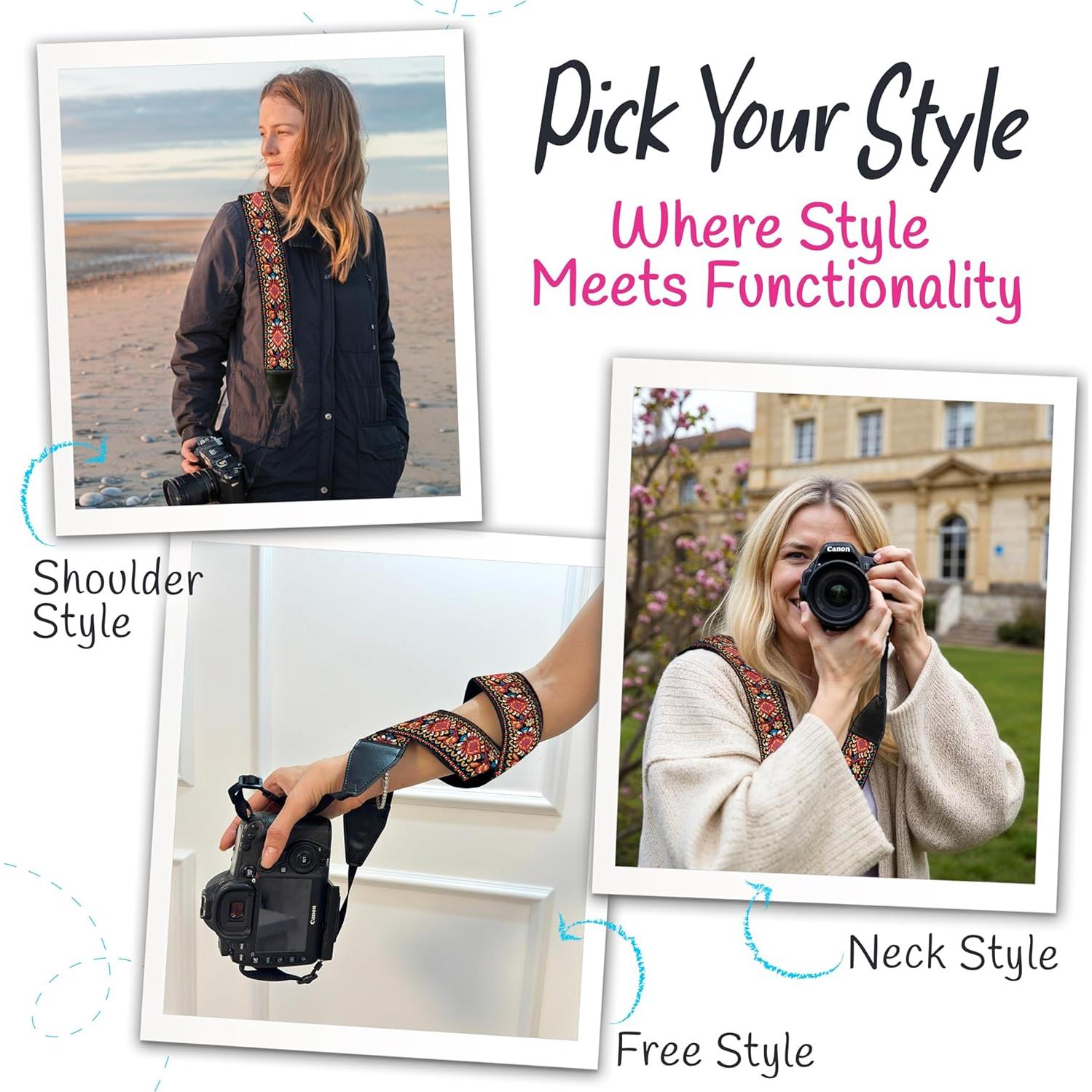 Correa de Cámara Art Tribute Roja Vintage Universal 83.82-154.94 cm