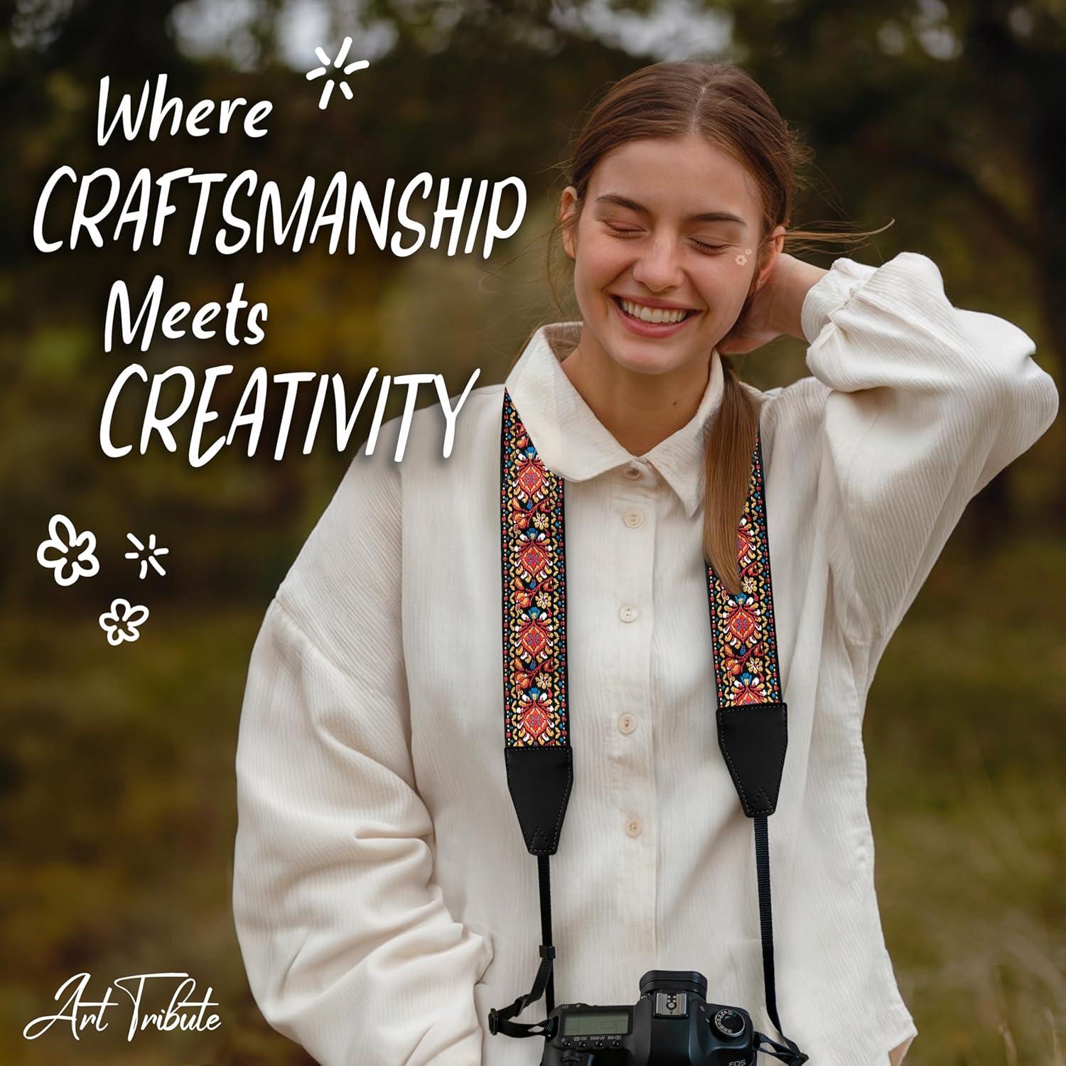 Correa de Cámara Art Tribute Roja Vintage Universal 83.82-154.94 cm