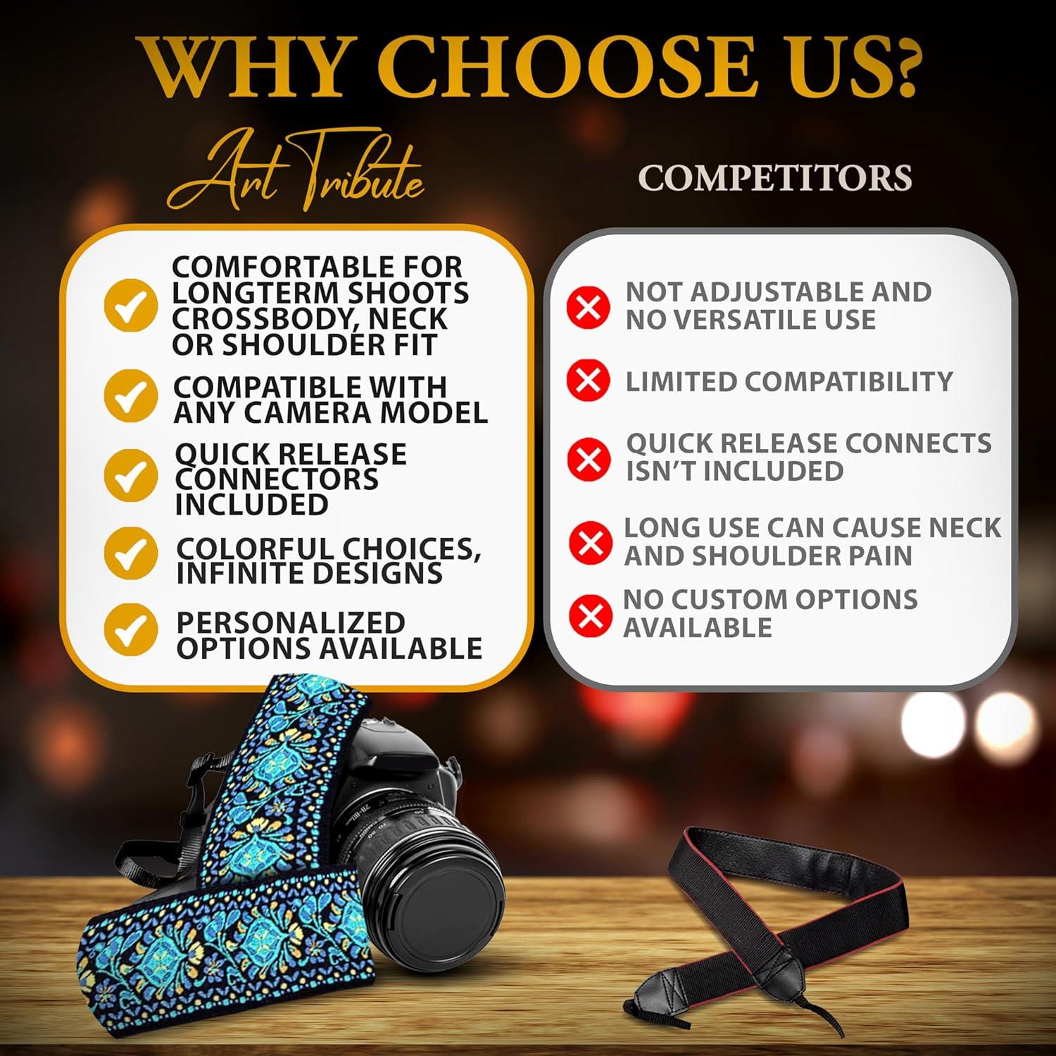 Correa de Cámara Art Tribute Roja Vintage Universal 83.82-154.94 cm