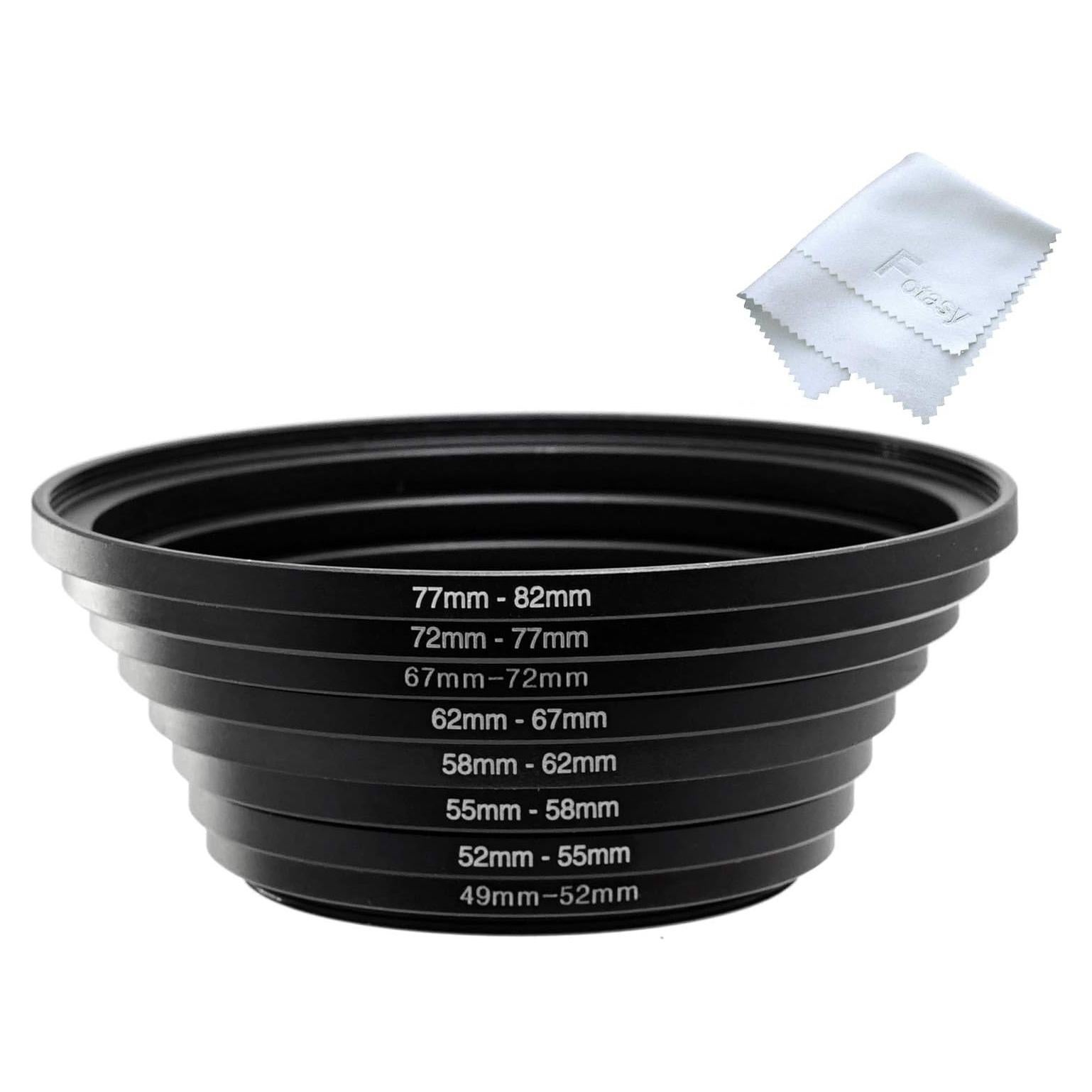 Conjunto de Anillos Adaptadores de Filtro Fotasy 8 Piezas Metal Negro