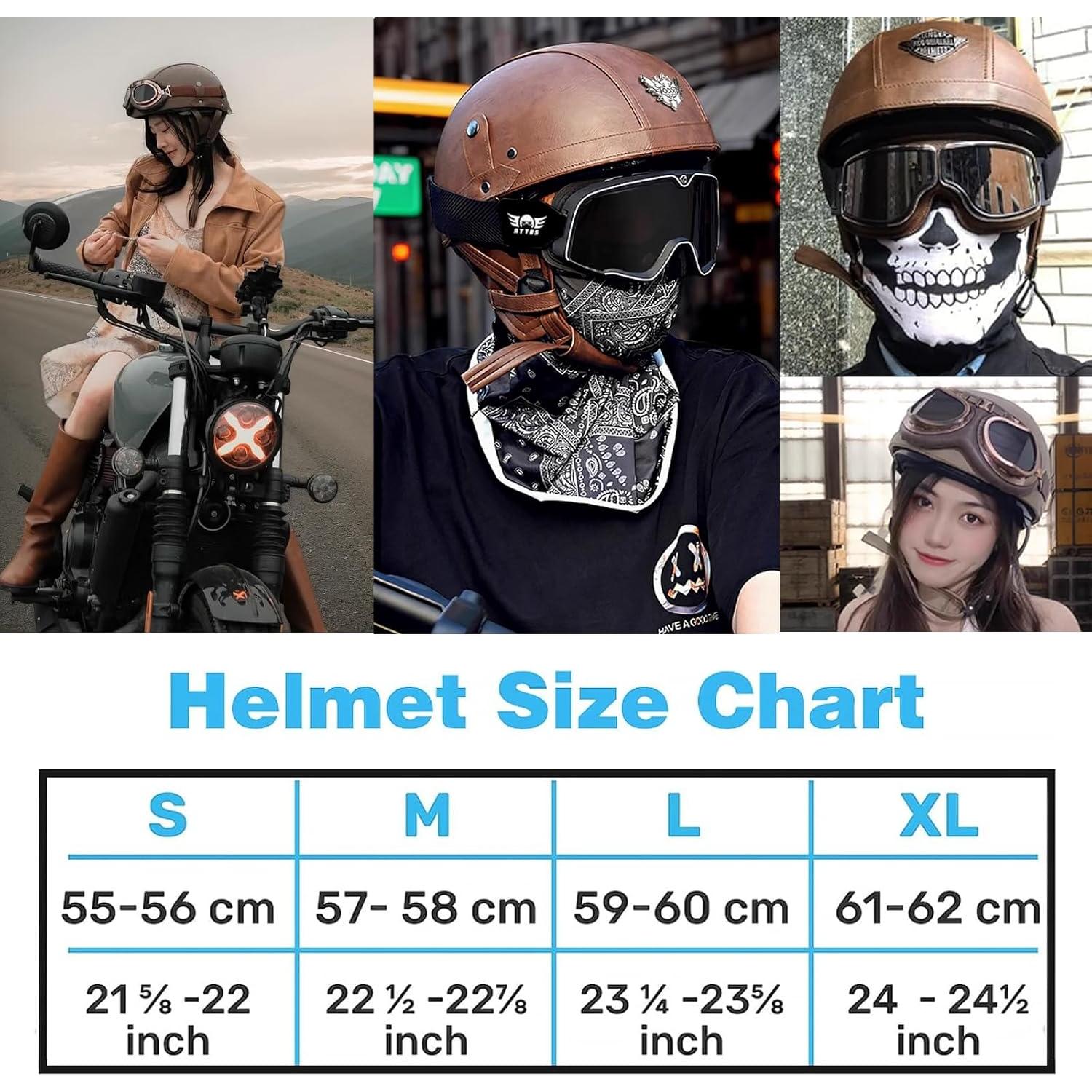 Casco de motocicleta ZGMZLBBD Vintage Marrón S(55-56cm)