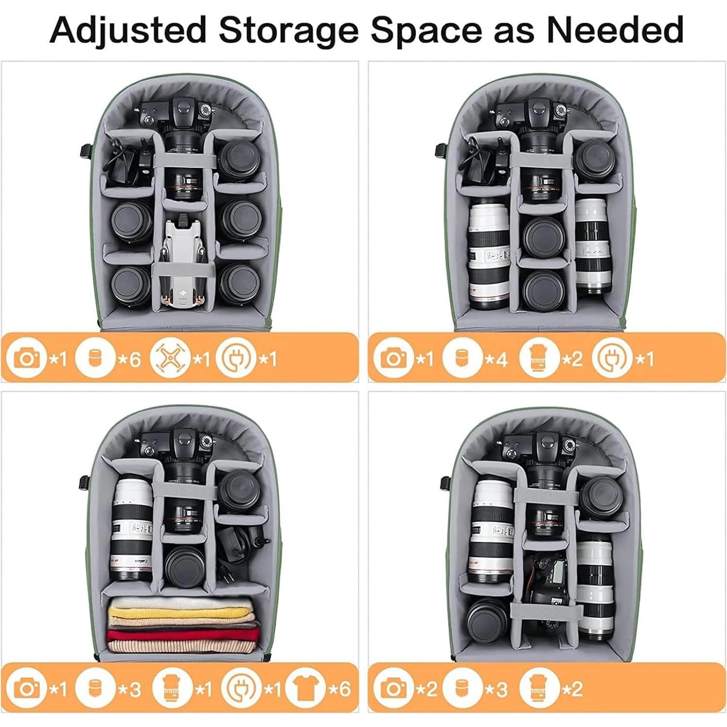 Mochila para cámara MOSISO impermeable 45x30 cm verde ejército