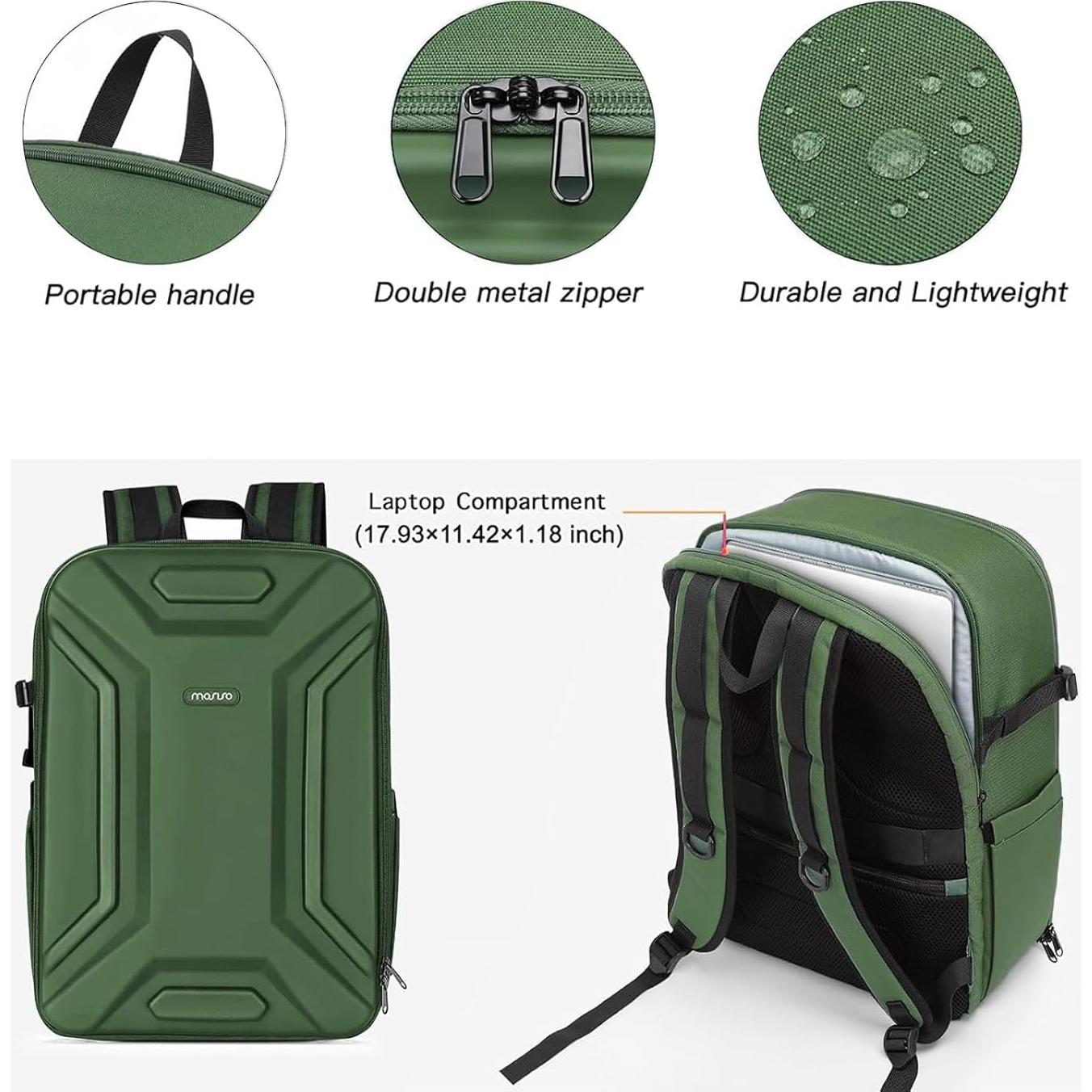 Mochila para cámara MOSISO impermeable 45x30 cm verde ejército