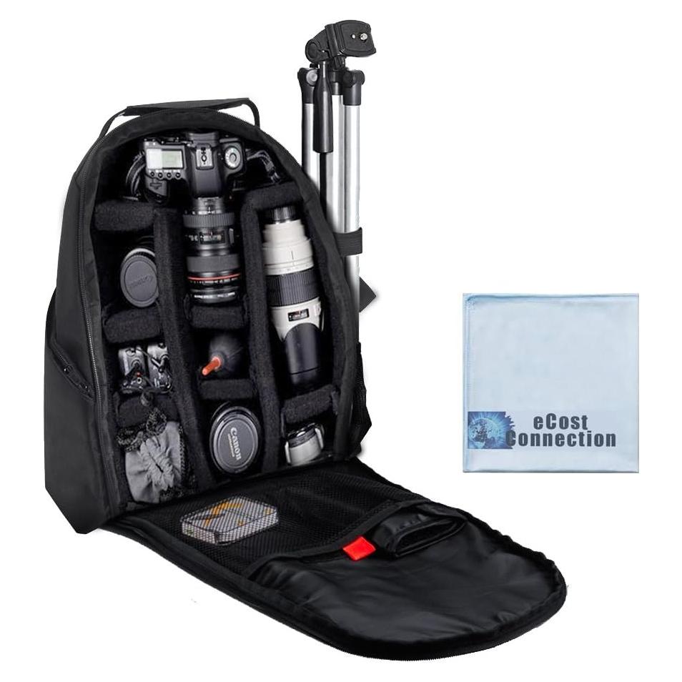 Mochila Acolchada Deluxe eCost para Cámara DSLR - Negro