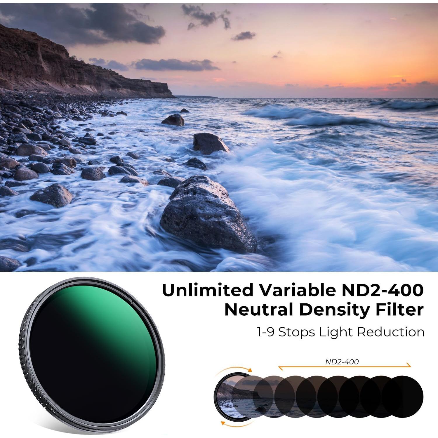 Filtro ND Variable K&F Concept 67mm ND2-400 Ultra Delgado