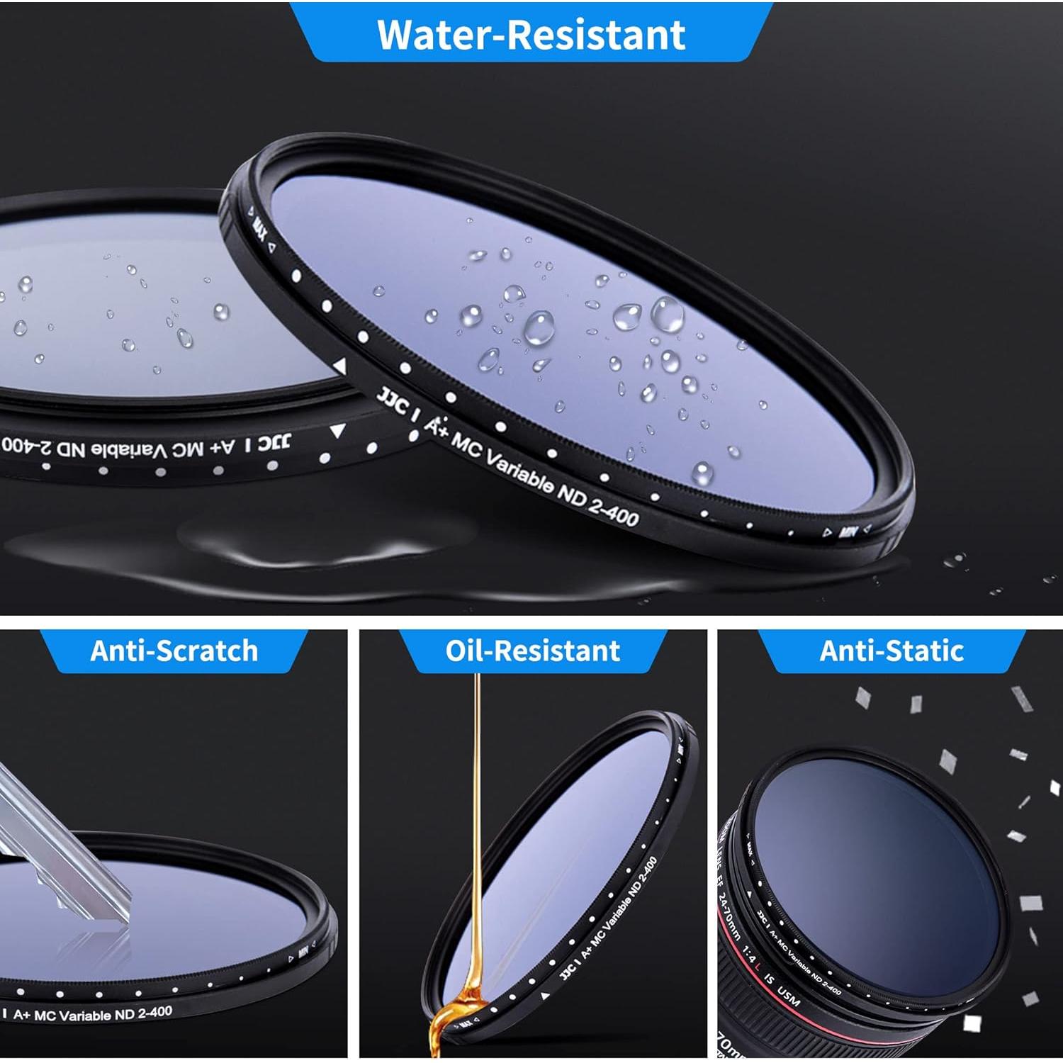 Filtro ND Variable JJC 62mm ND2 a ND400 para Cámaras
